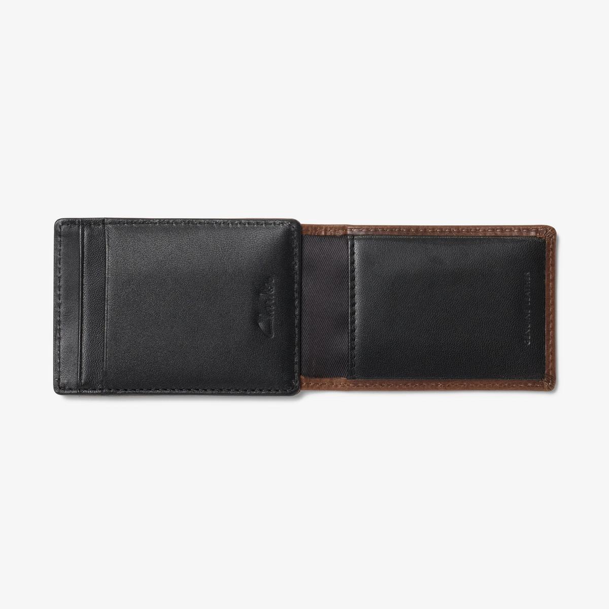 Premium Leather Wide Money Clip Wallet — Brown