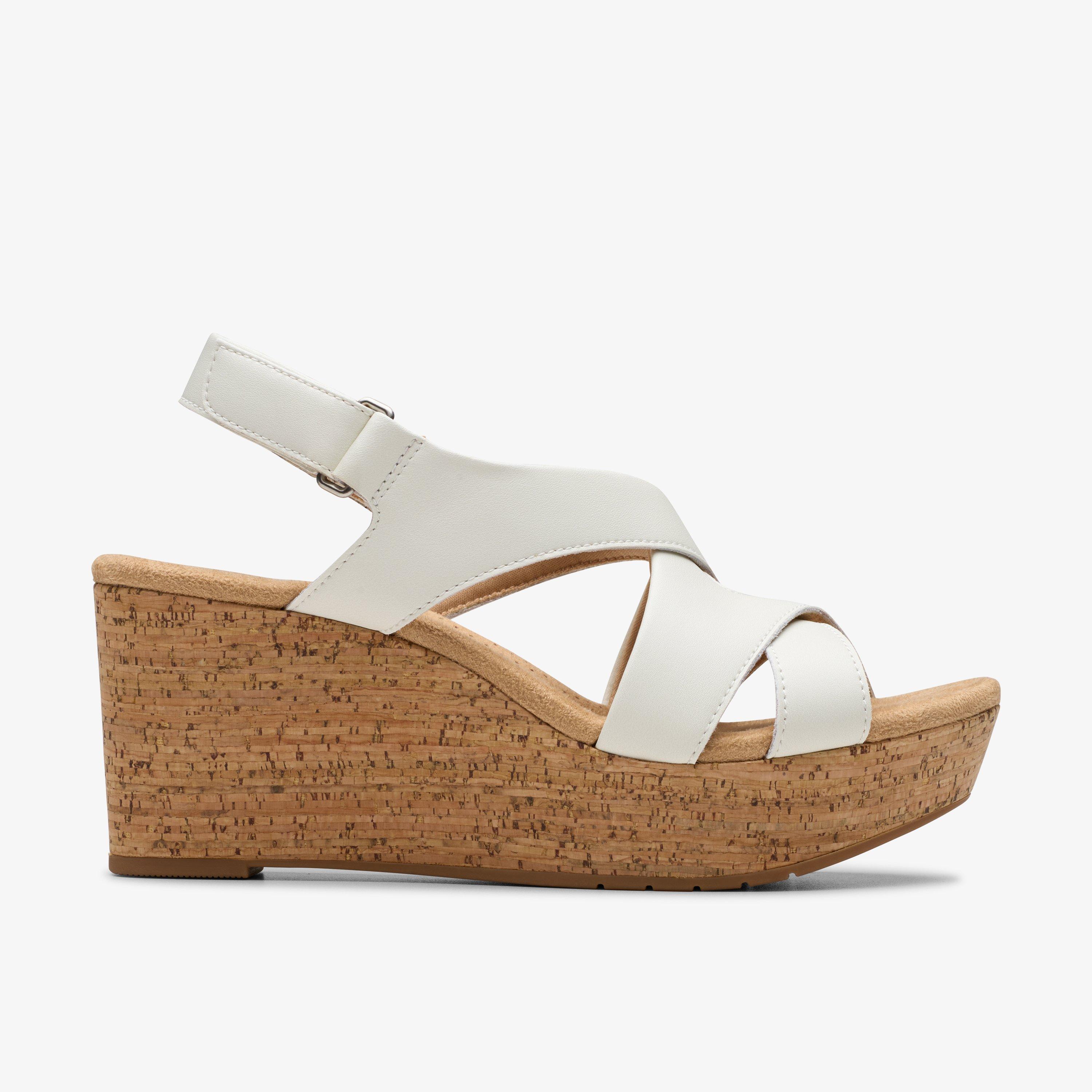 Rose Style White Leather Wedges, view 1 of 6