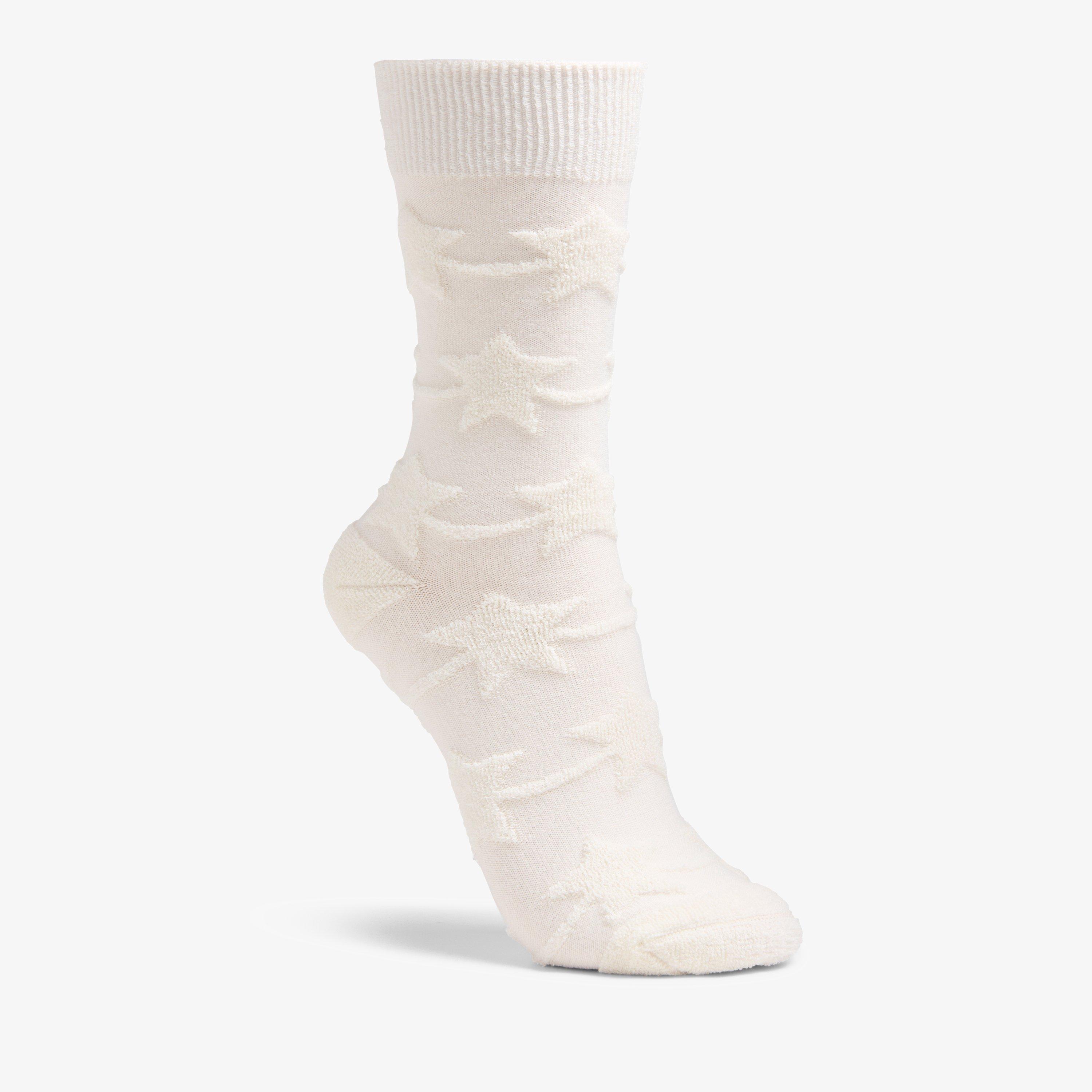 Raised Star Sol Sock White Socks, view 1 of 3