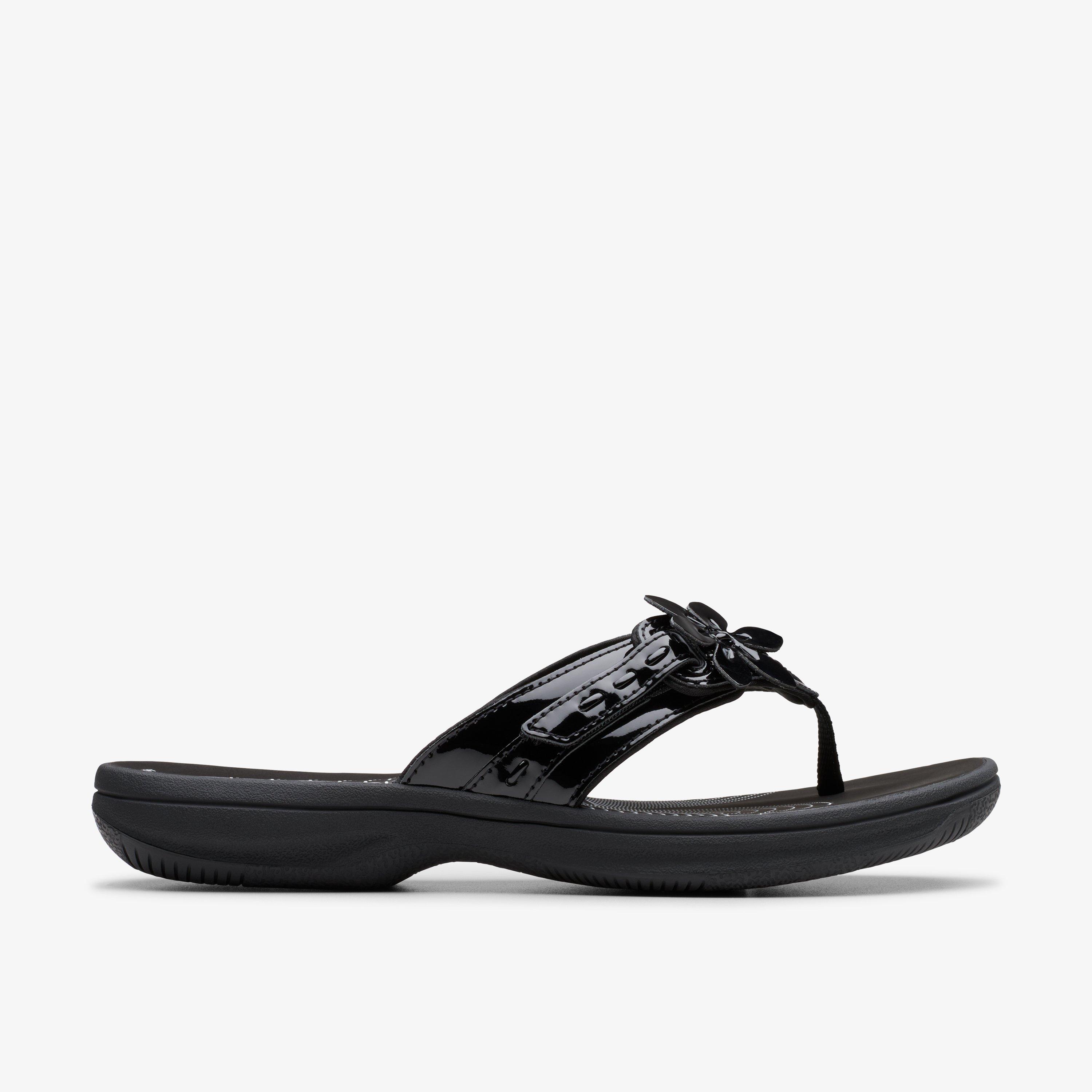 Brinkley Opal Black Patent Flat Sandals Flip Flops, view 1 of 6