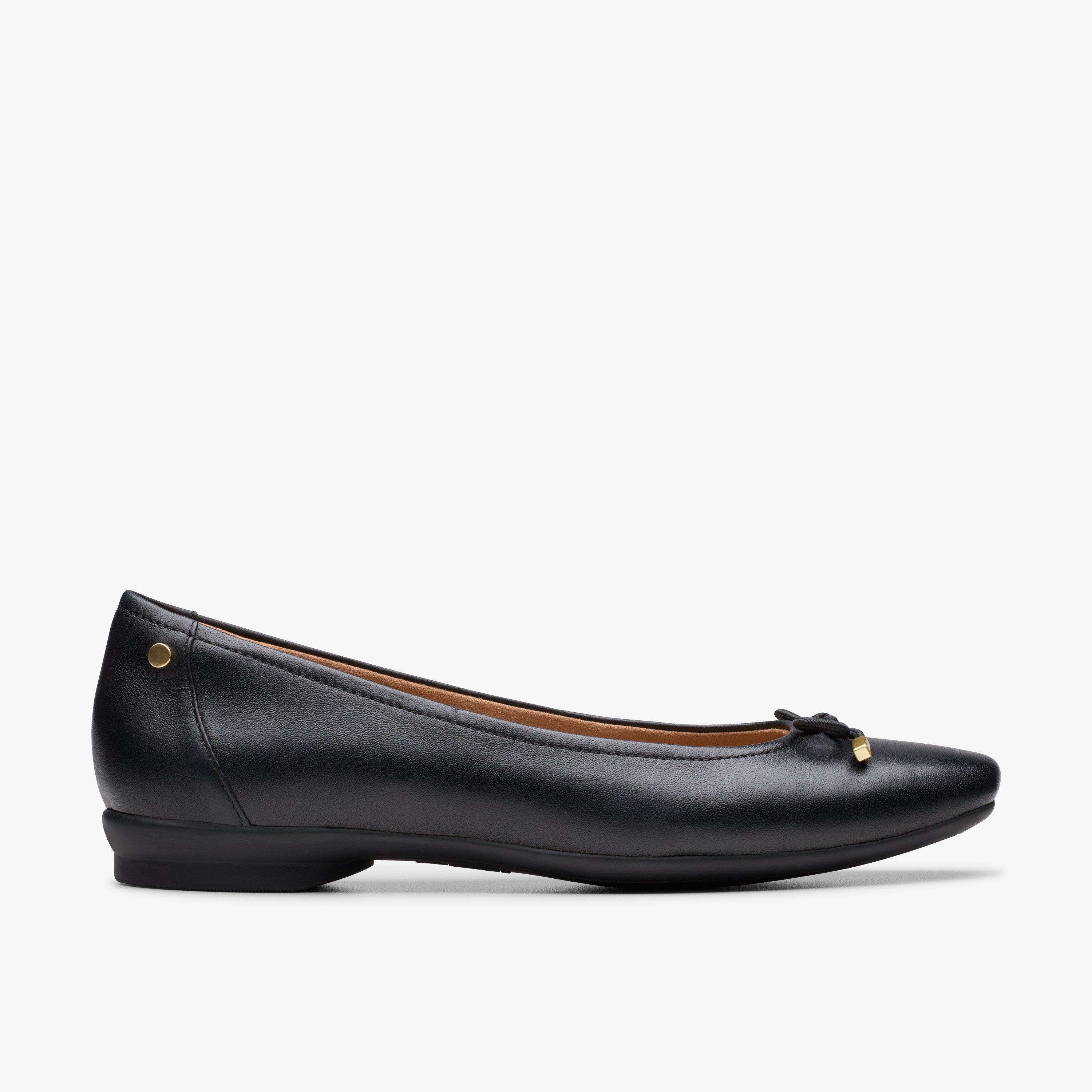 Candra Light Black Leather Ballet Pump Slip Ons, view 1 of 6