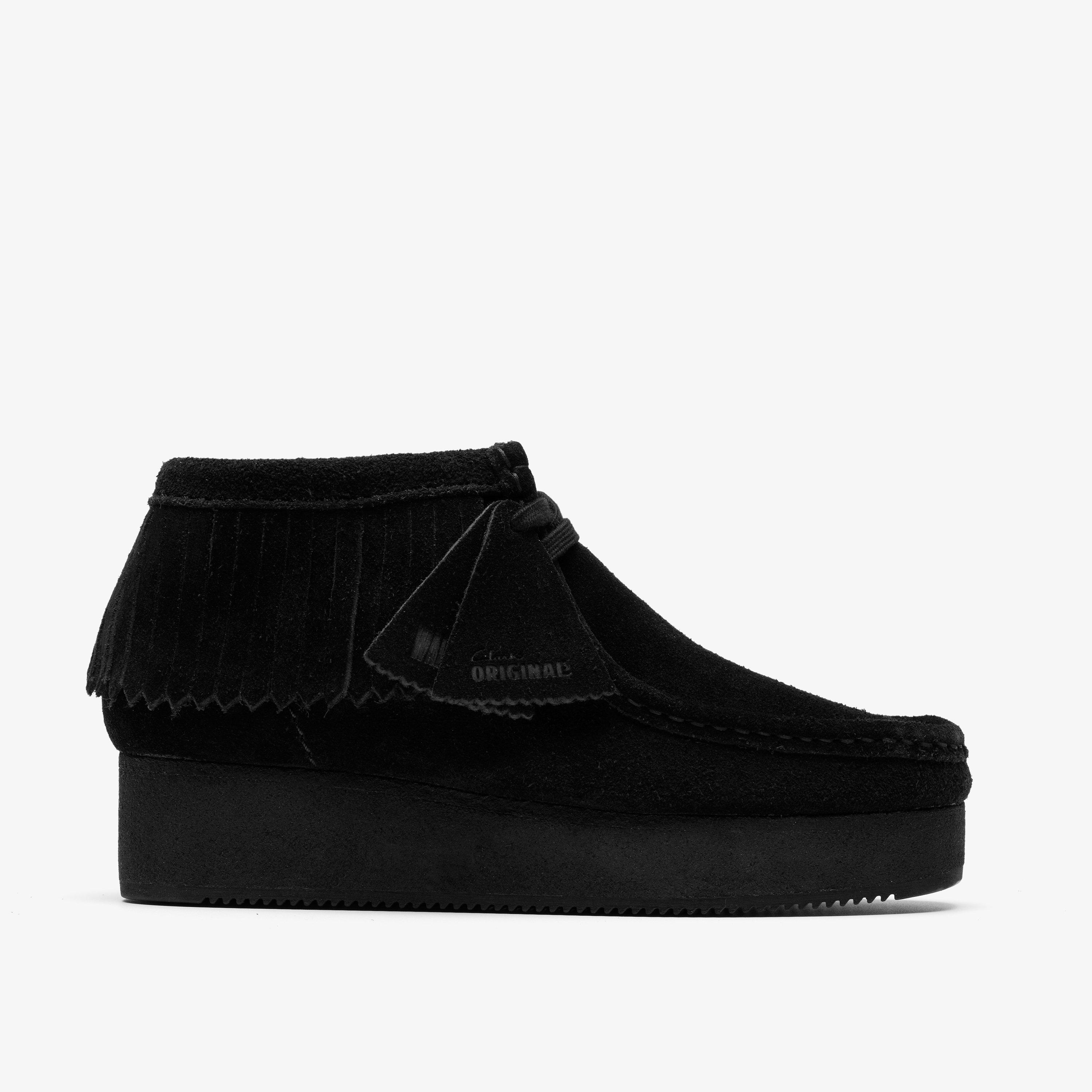 Wallabee Wedge Fringe Black Suede Ankle Boots Wallabee, view 1 of 8