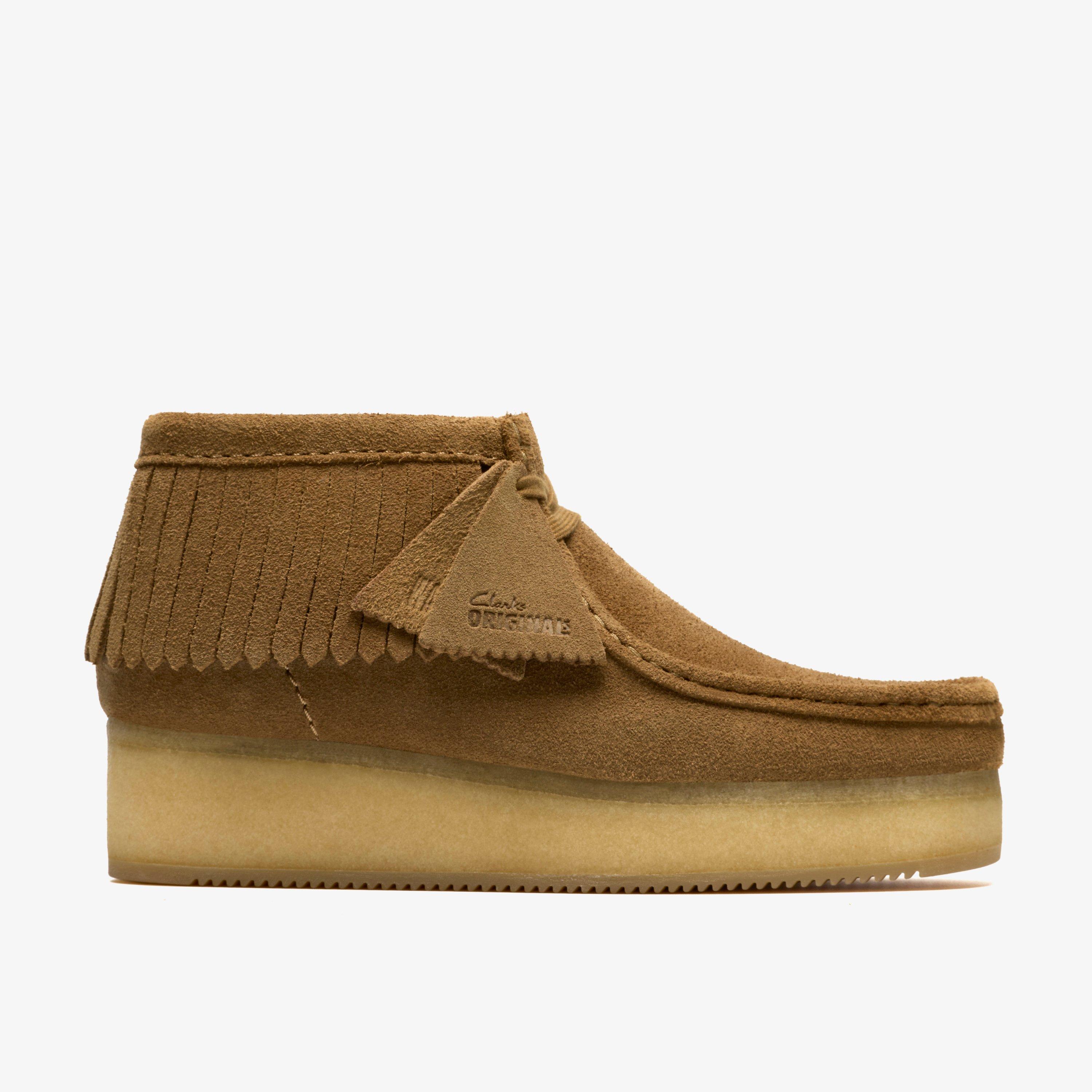 Clarks Wallabee Wedge Fringe In Brown