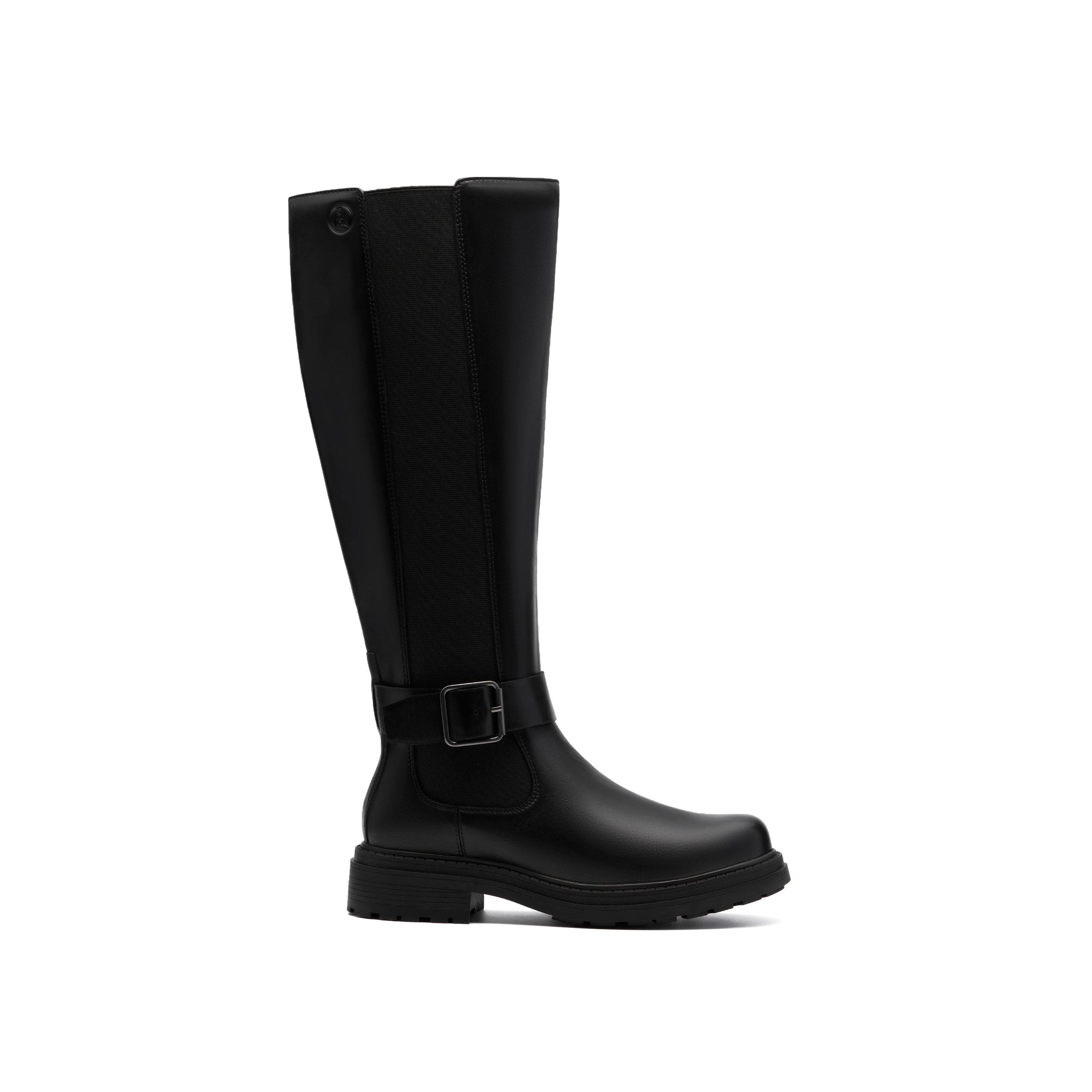 Clarks Women's Black Leather Orinoco 3 Tall Wide Fit