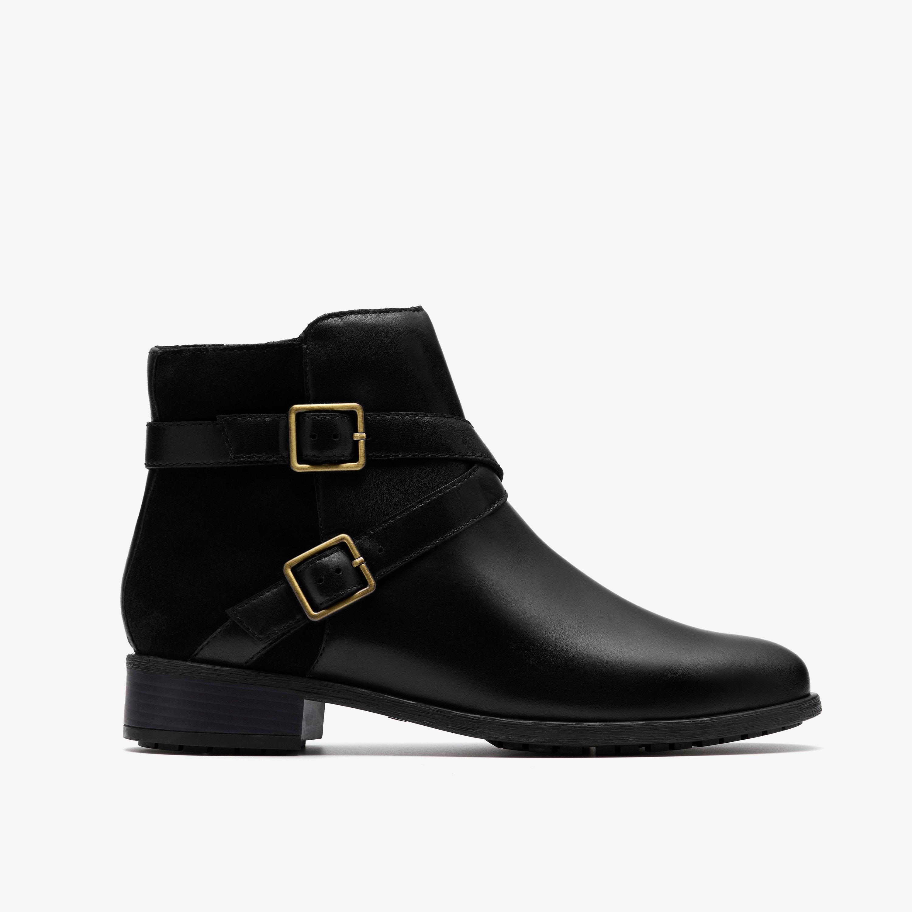 Havisham Bay Black Leather Ankle Boots, view 1 of 6