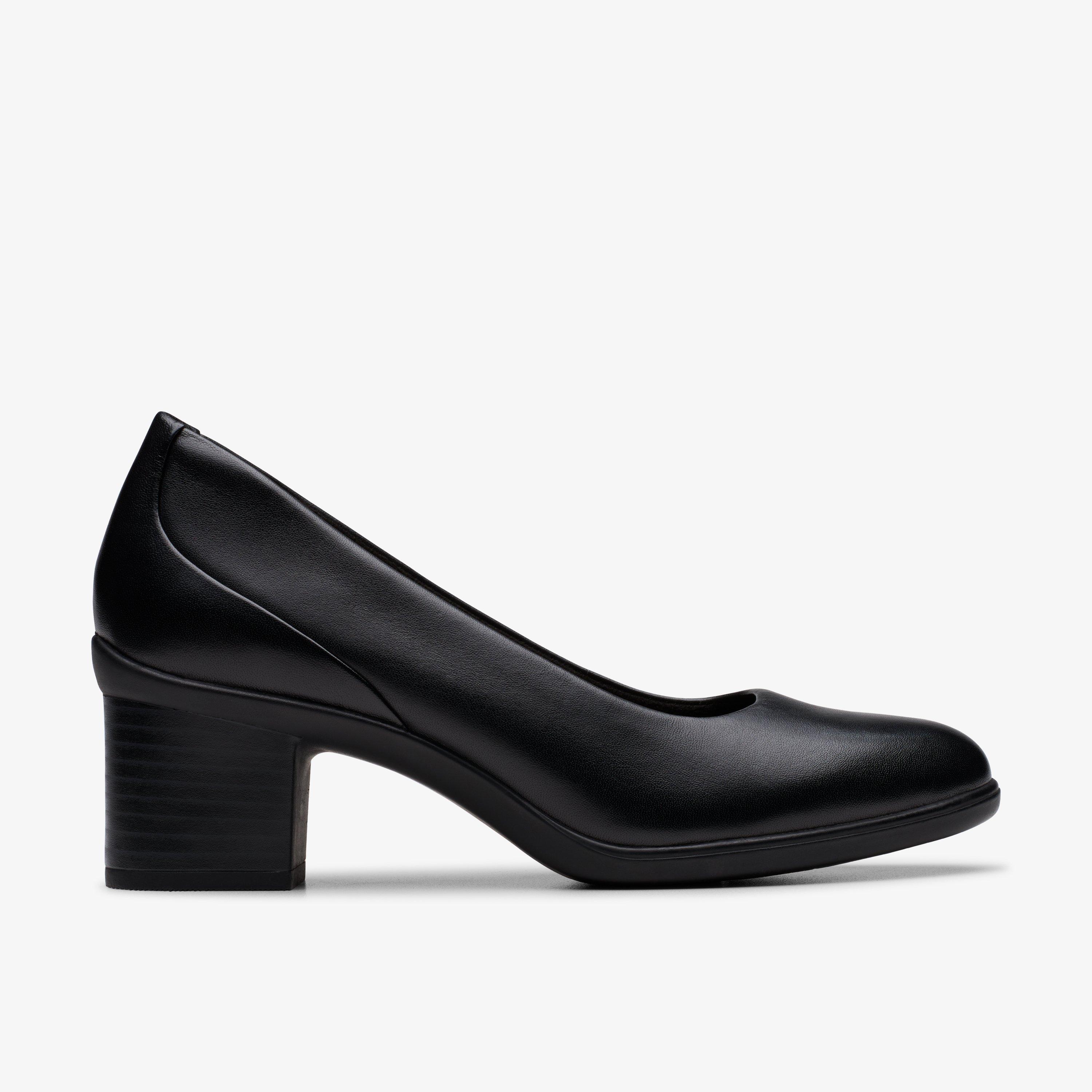 Shaya Poppy Black Leather Slip Ons High Heels, view 1 of 7