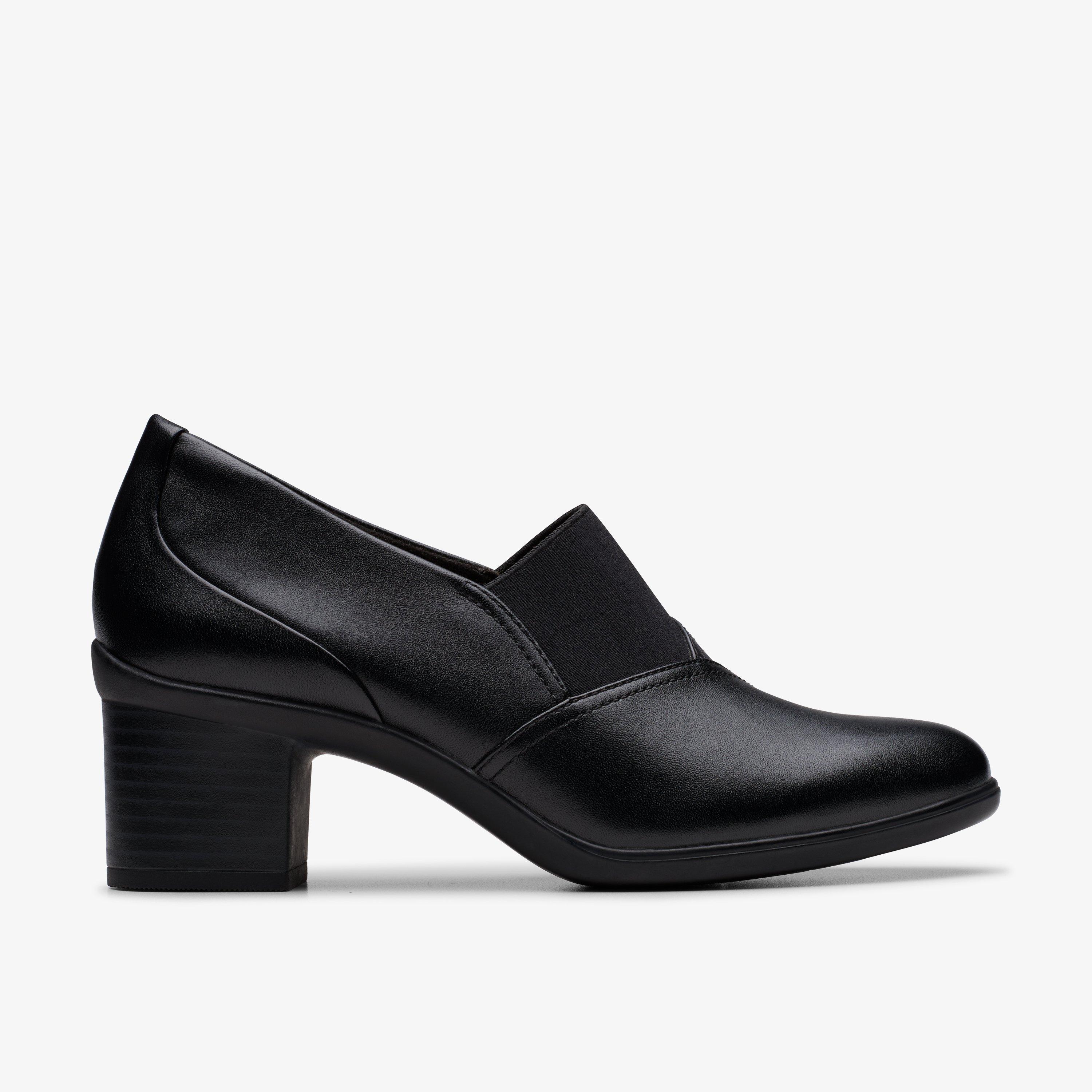 Shaya Tess Black Leather Slip Ons High Heels, view 1 of 6