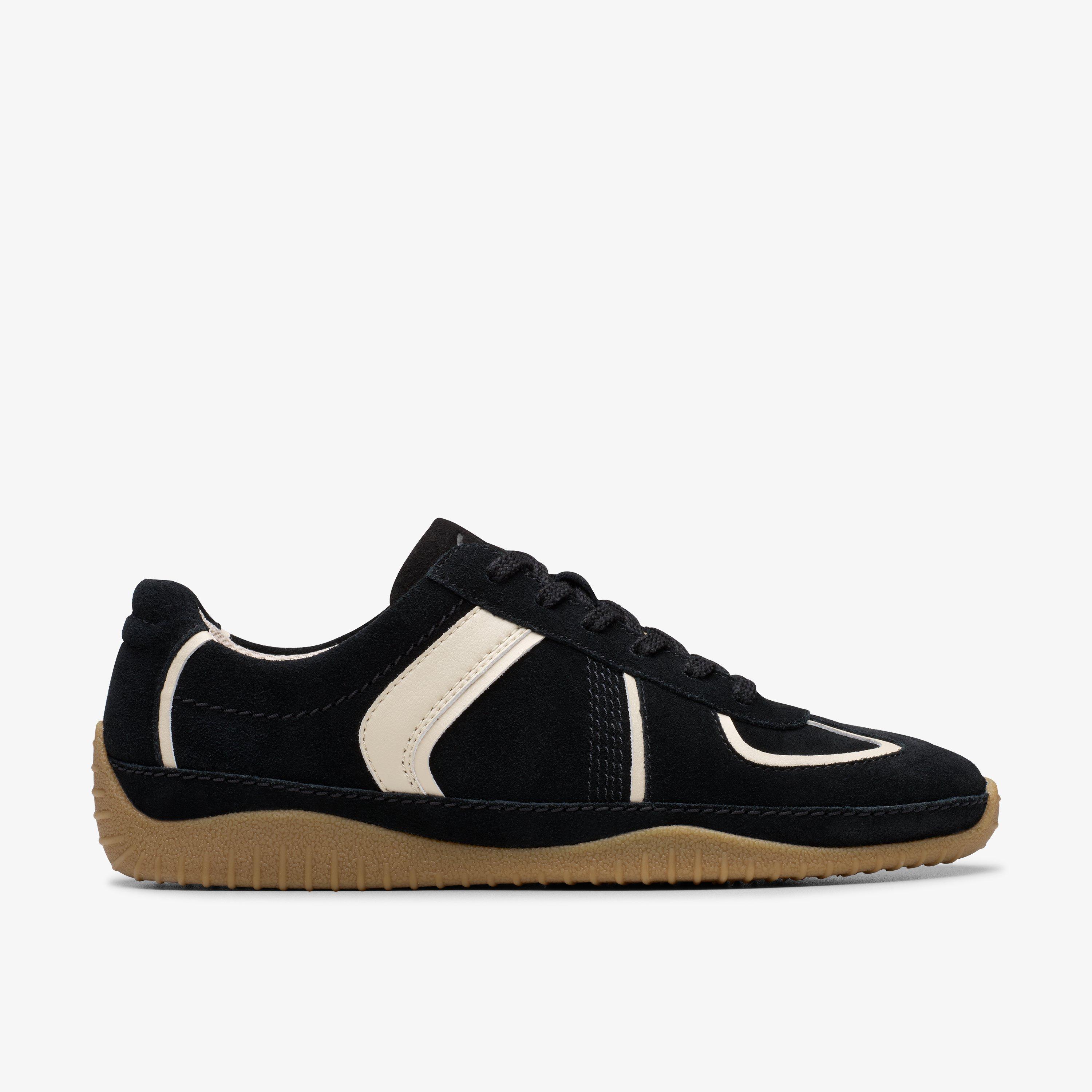 Meridor Lo Black Combination Suede Trainers Lace Up, view 1 of 8