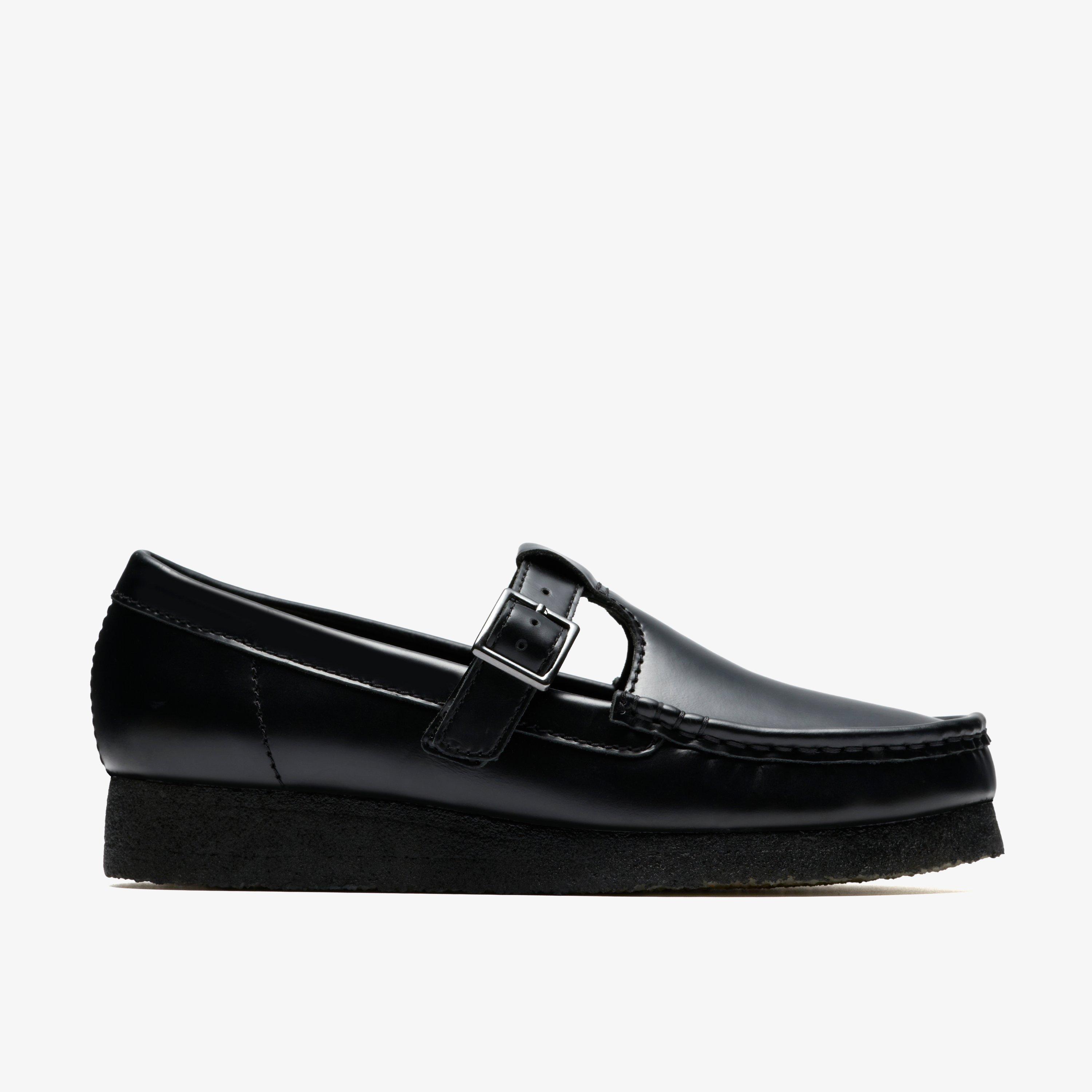 Clarks Wallabee T Bar In Black