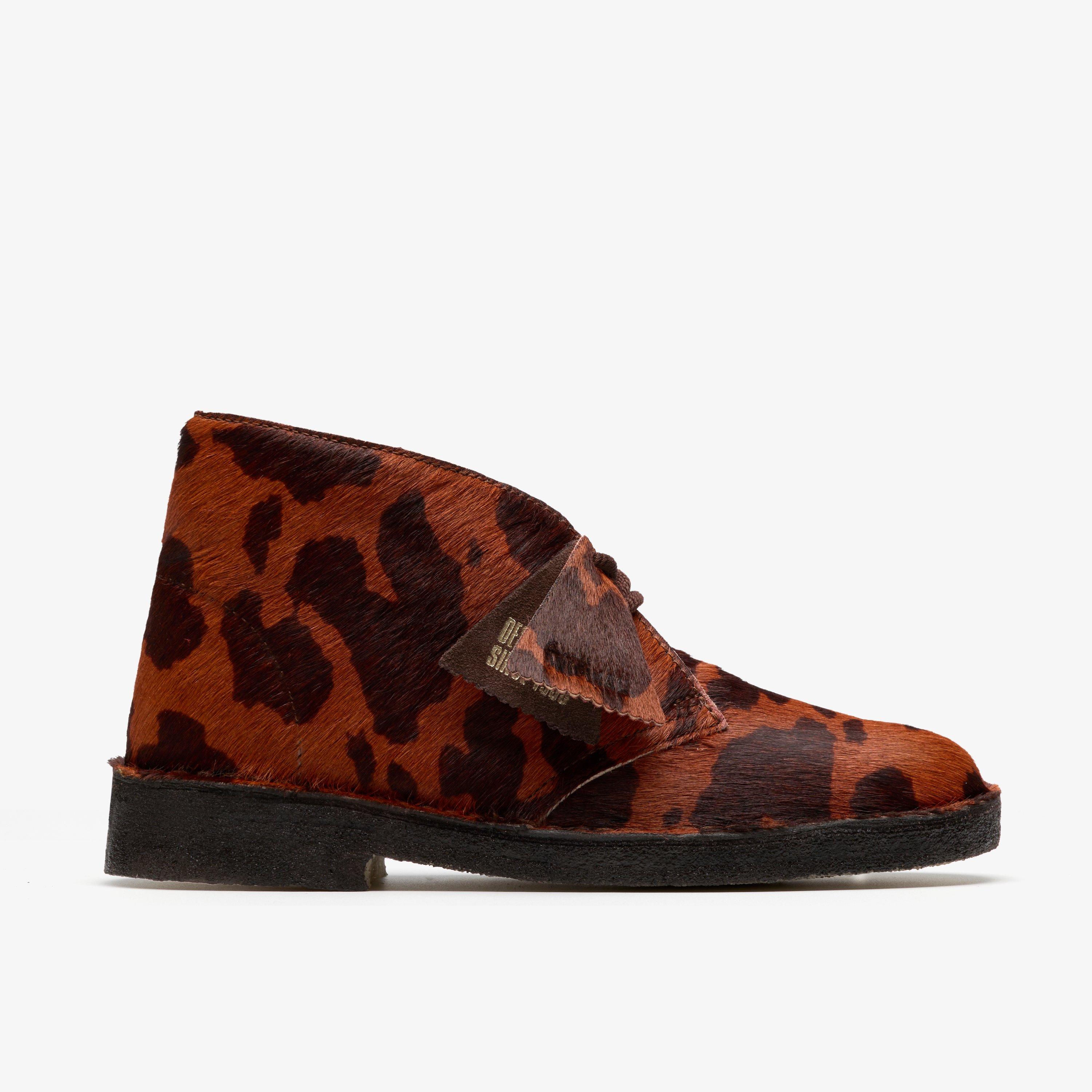 Desert Boot. Brown Cow Print Ankle Boots Desert Boots, view 1 of 8