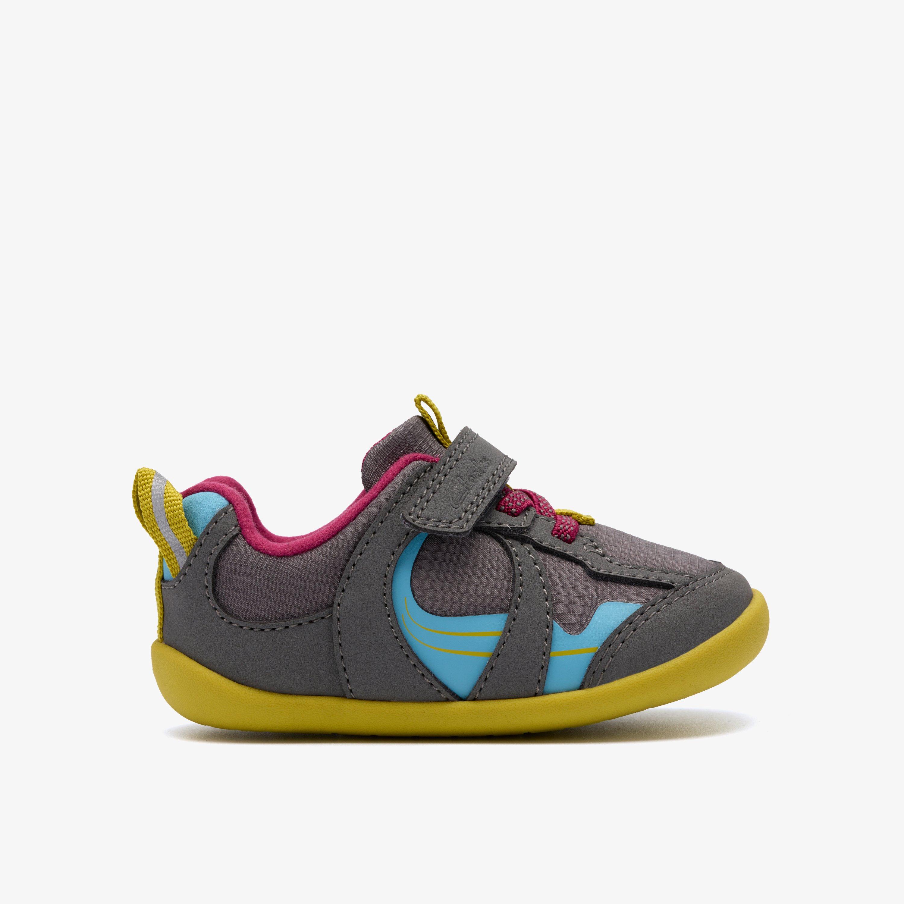 Roamer Hero Toddler Dark Grey Combination Pre Walker Trainers Riptape, view 1 of 6