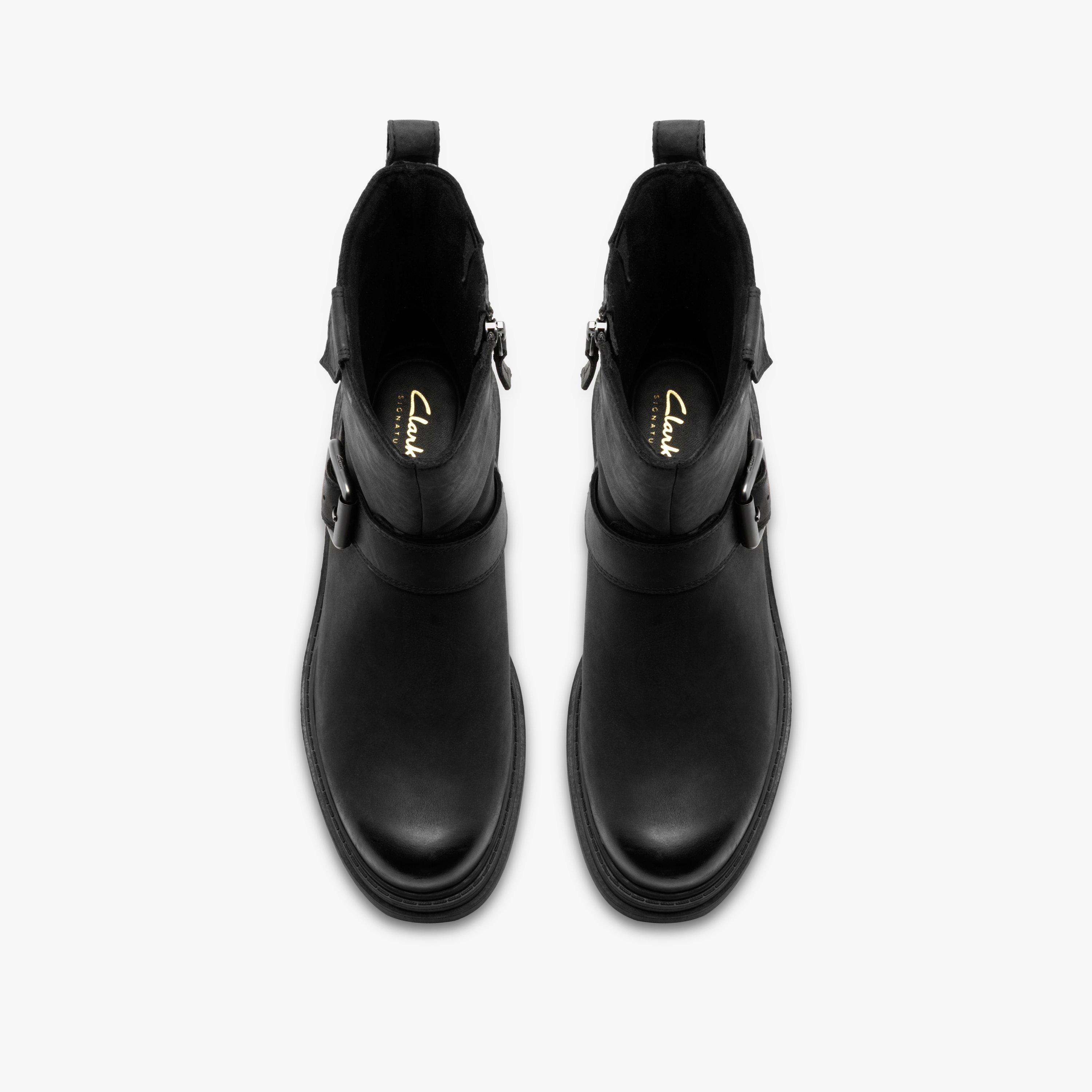 Orinoco 3 Bay Black Leather Mid Calf Boots, view 10 of 11