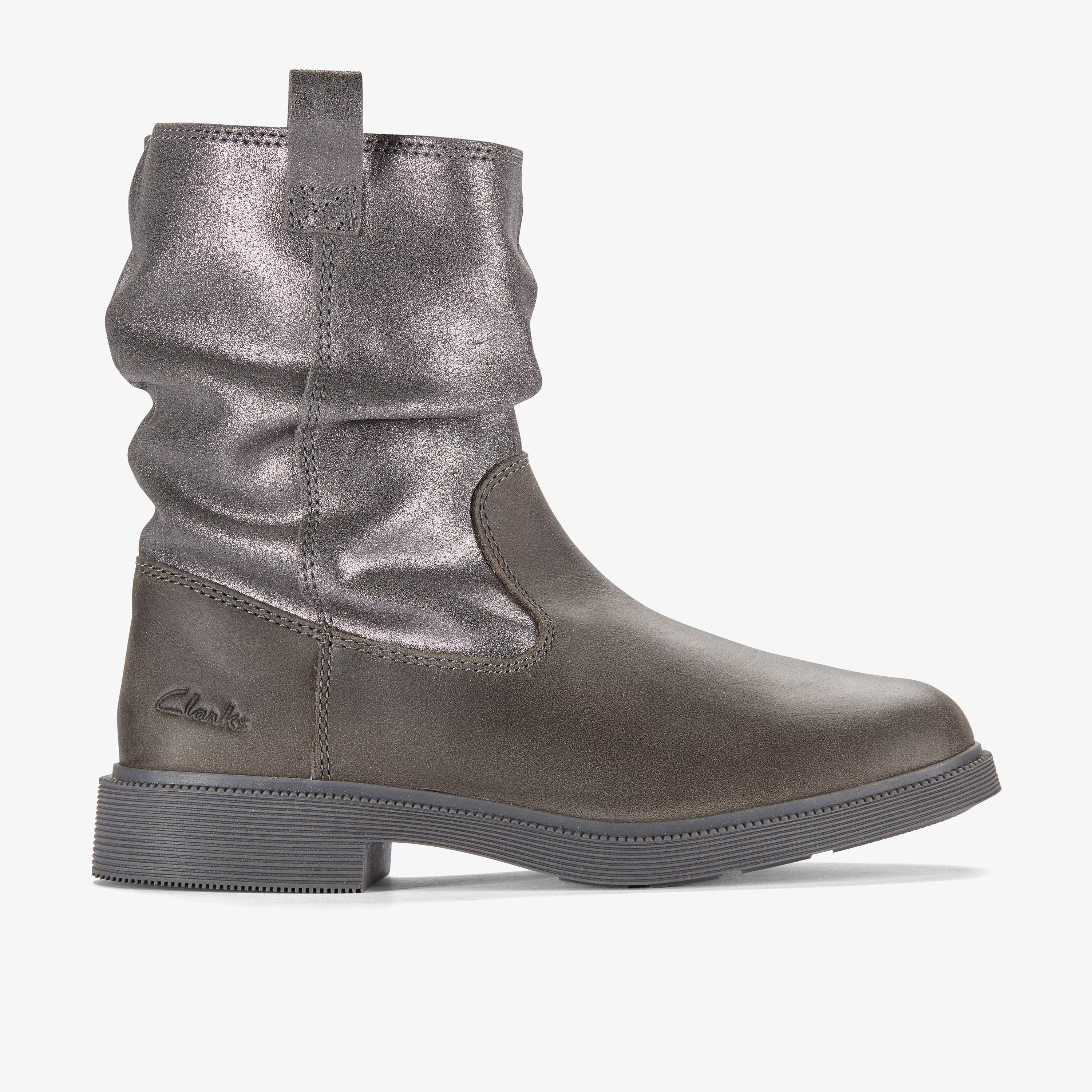 Oaklyn Top Kid Pewter Suede Ankle Boots, view 1 of 6