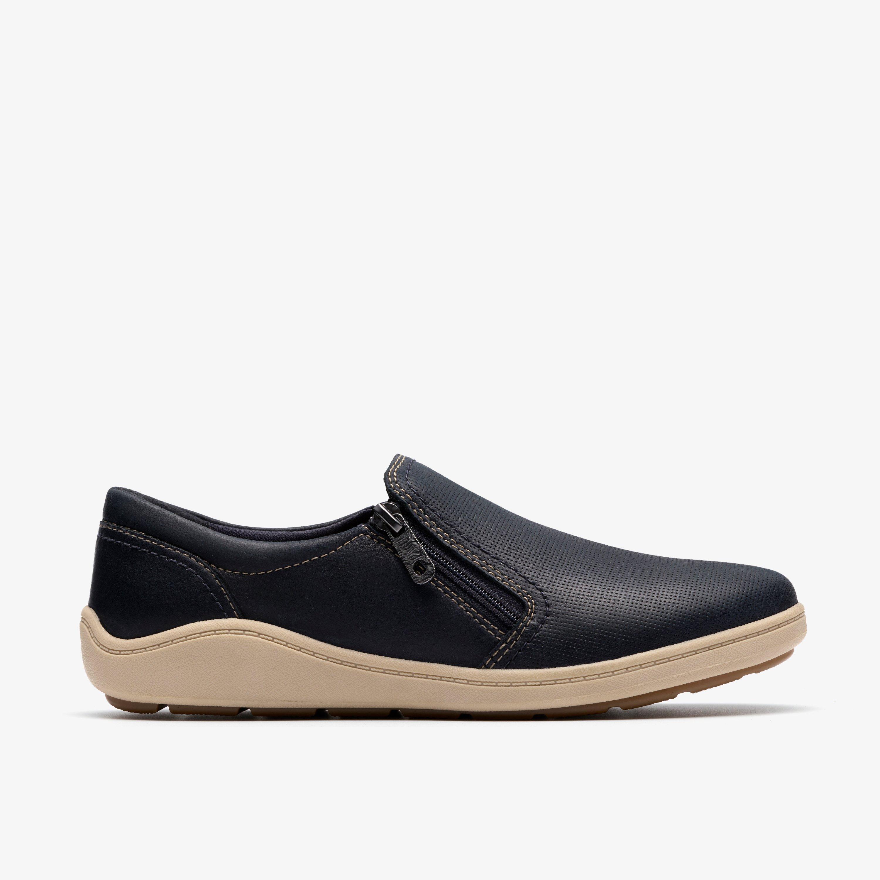 Bryianne Ashly Navy Leather Slip Ons, view 1 of 6