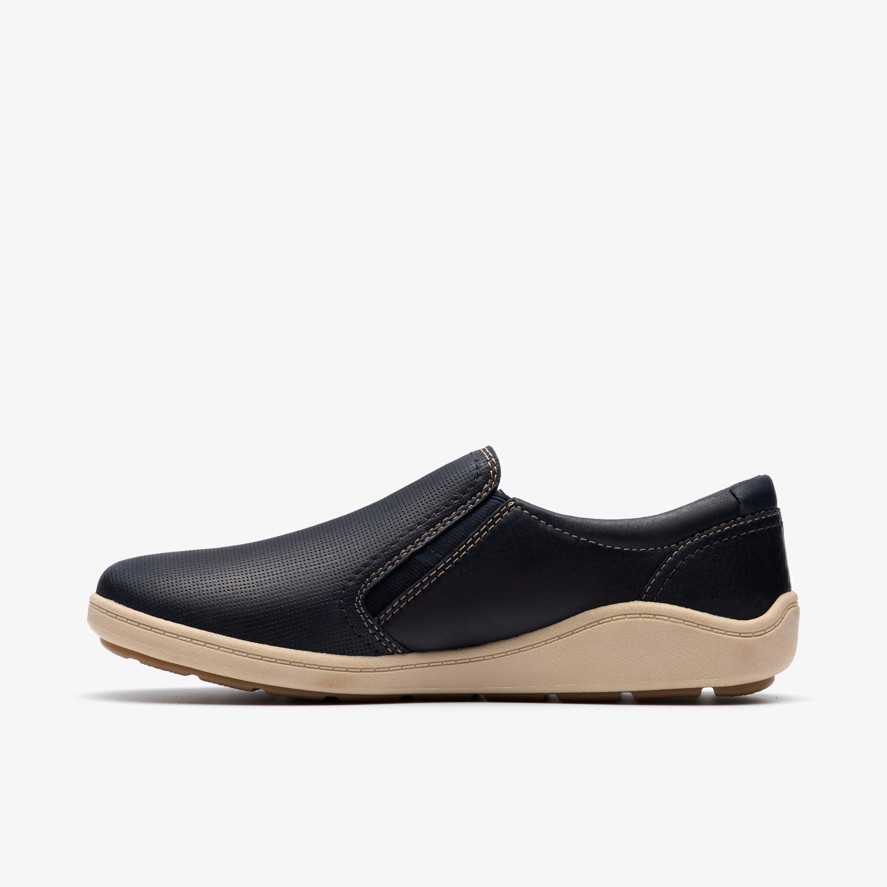 Bryianne Ashly Navy Leather Slip Ons, view 2 of 6