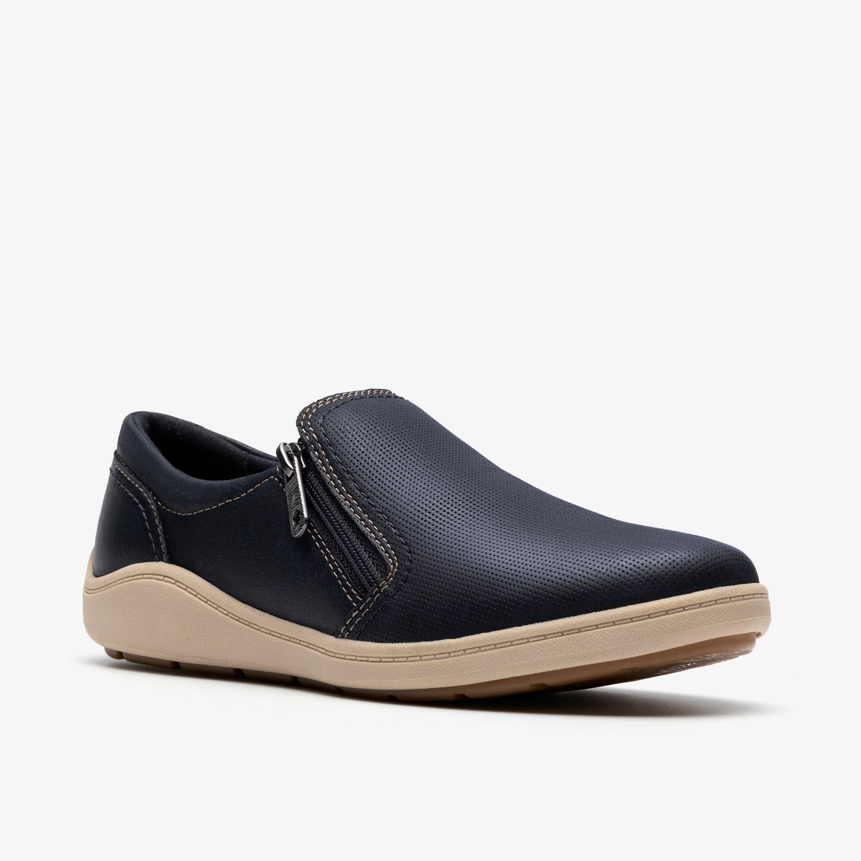 Bryianne Ashly Navy Leather Slip Ons, view 4 of 6