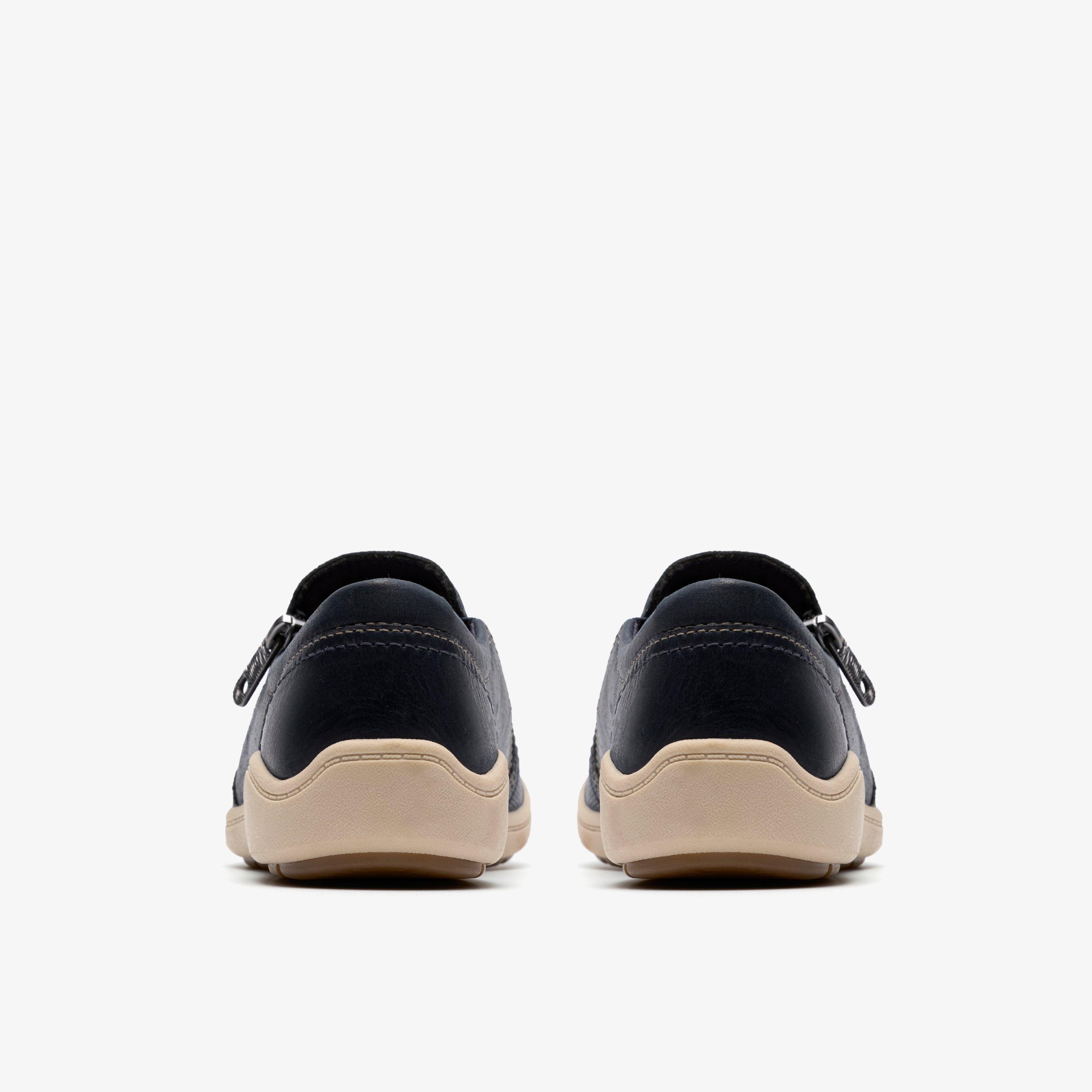 Bryianne Ashly Navy Leather Slip Ons, view 5 of 6