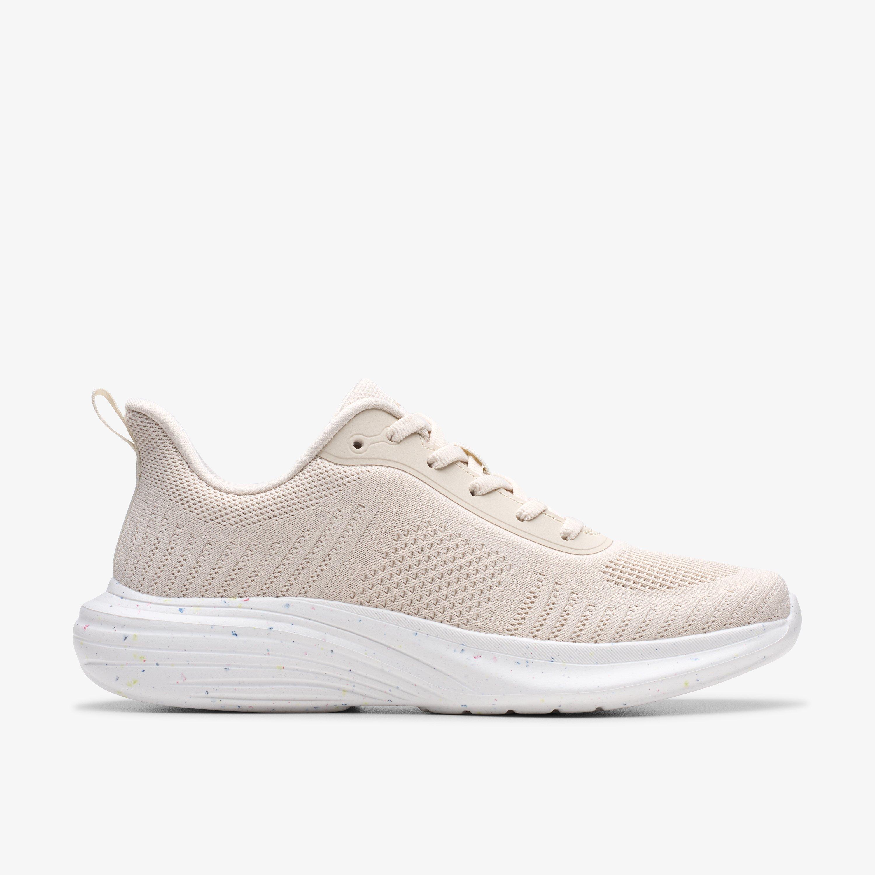 Izza Knit Cream Trainers Lace Up, view 1 of 6