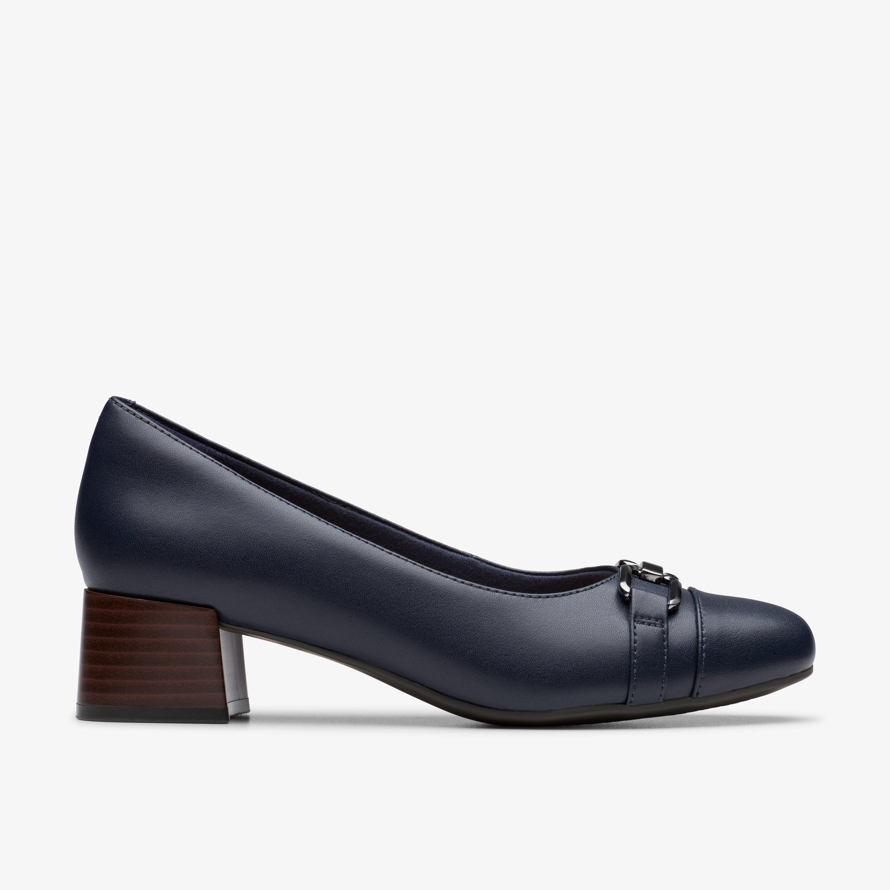 Iridessa Erin Navy Leather High Heels Slip Ons, view 1 of 6