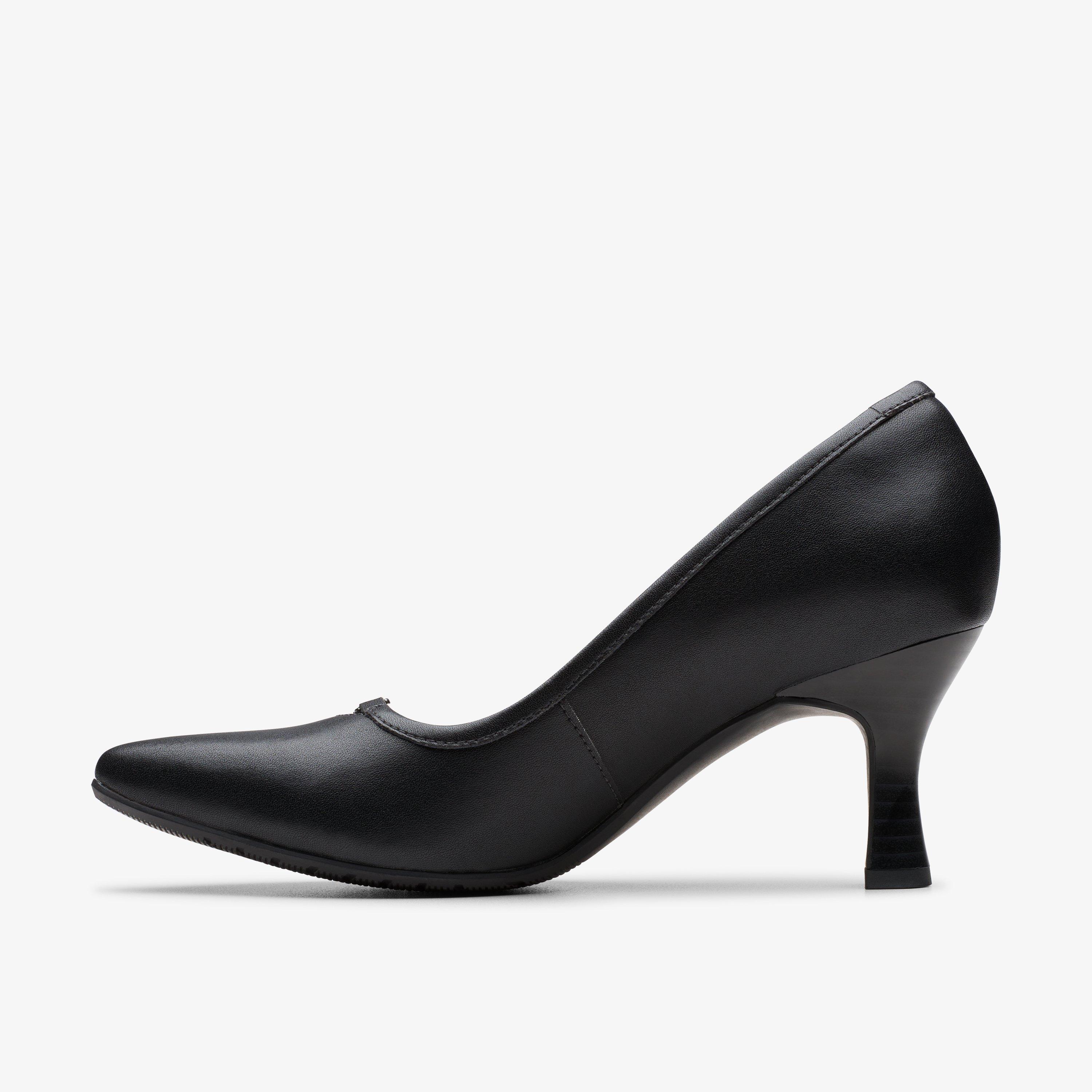 Kataleyna West Black Leather Heels Court Shoes, view 2 of 6