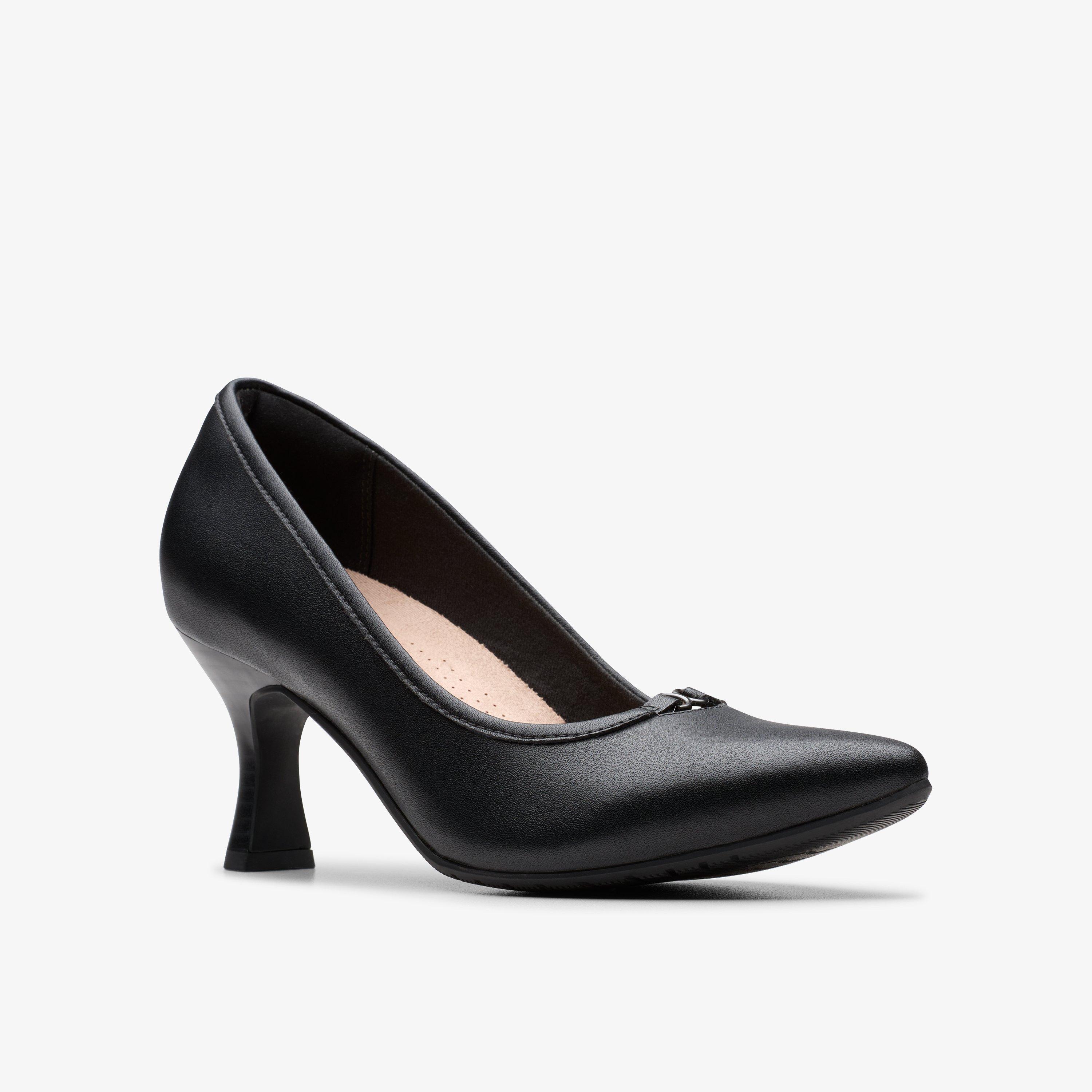 Kataleyna West Black Leather Heels Court Shoes, view 4 of 6