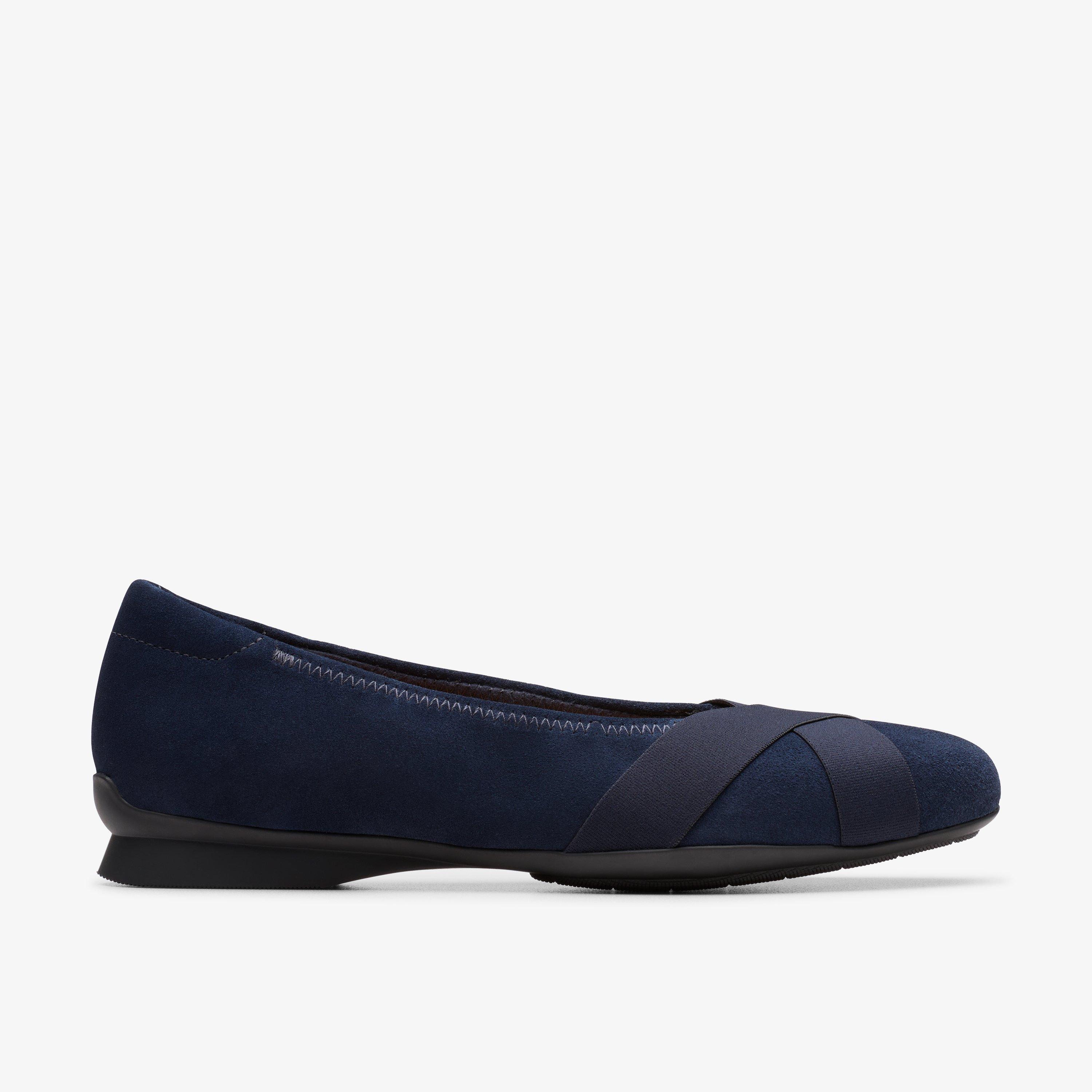 Jazmynn Gem Navy Suede Ballet Flats, view 1 of 8