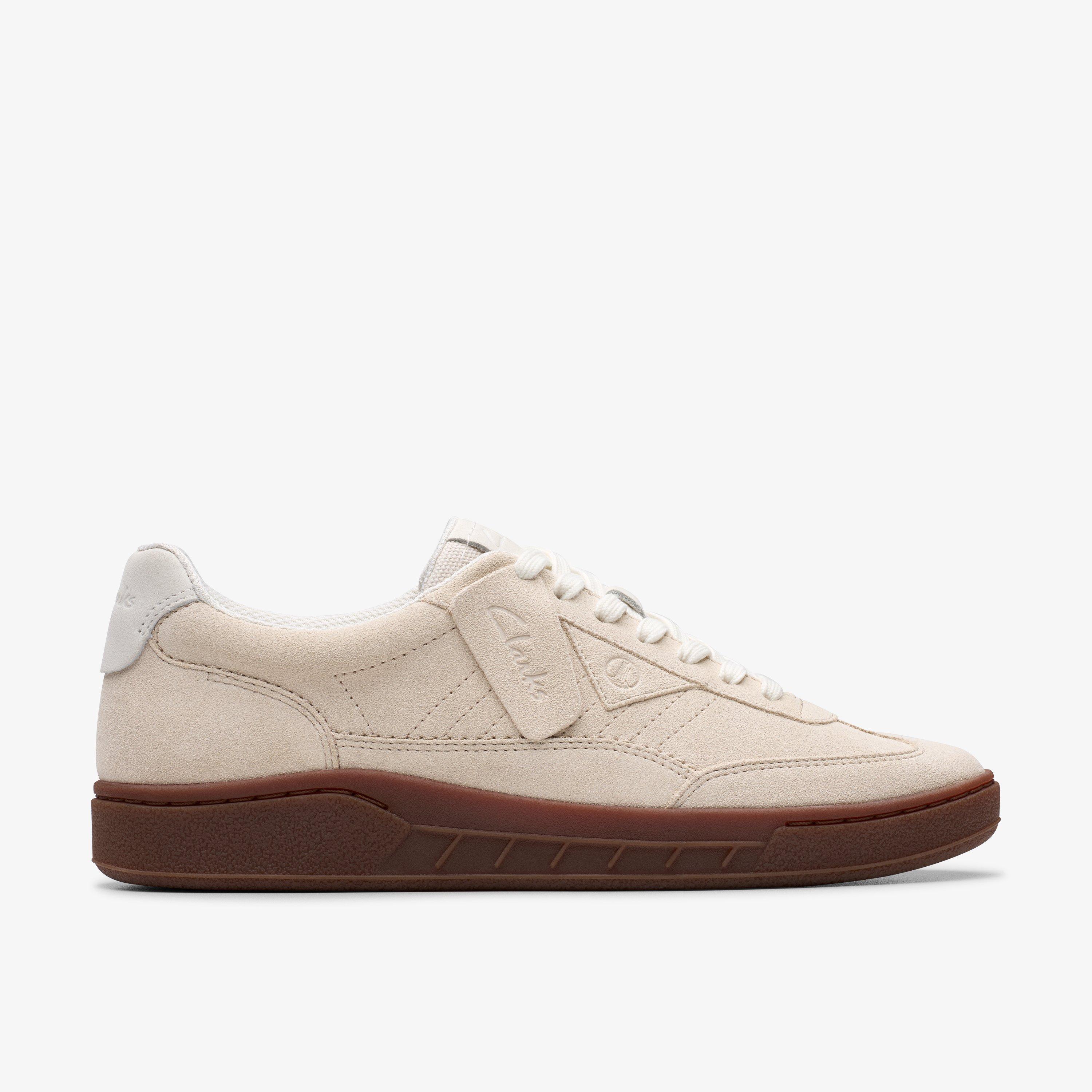 Size 12 Clarks Craft Rally Ace Off White Suede shoes
