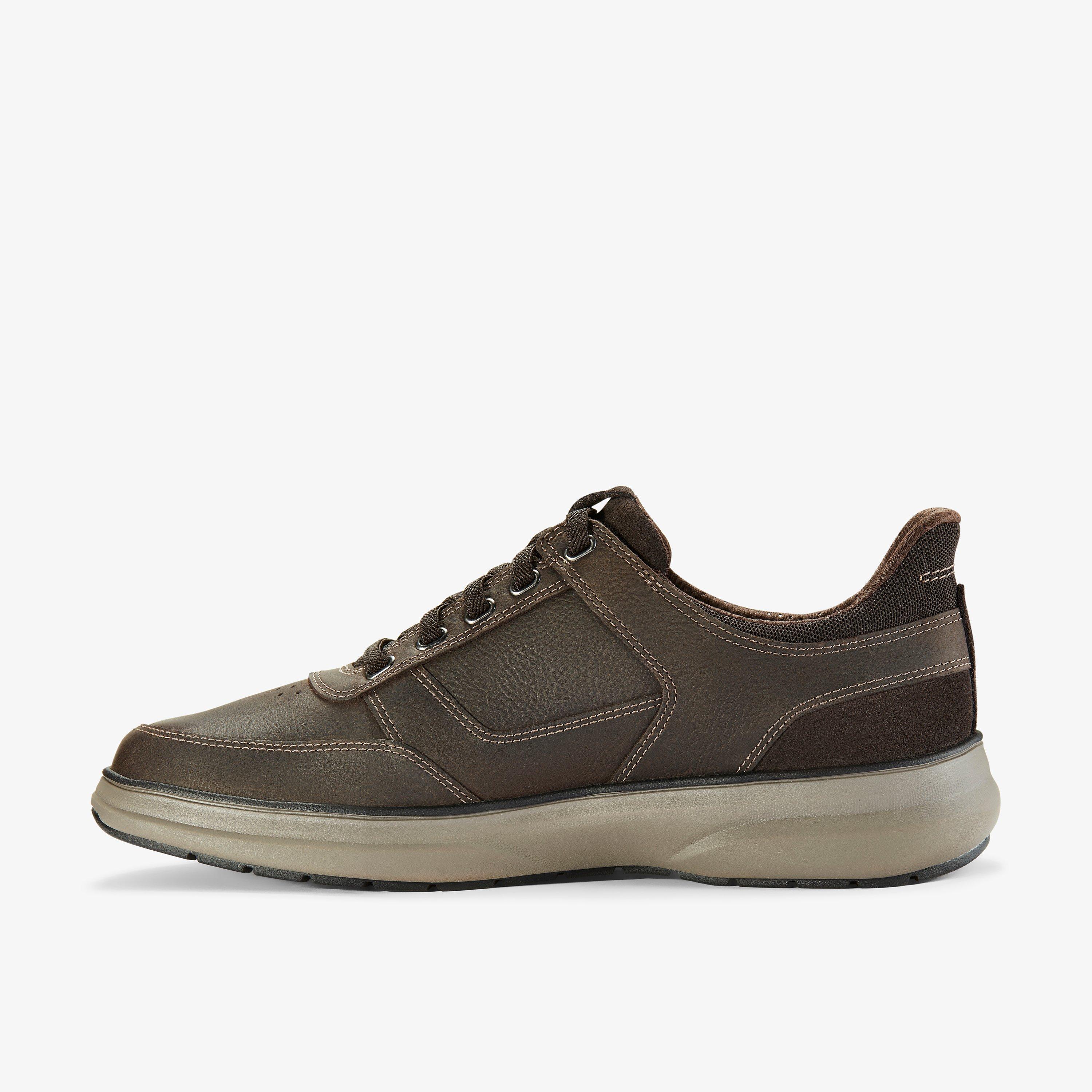 Zapatillas de caminar sin cordones de cuero marrón oscuro para hombres