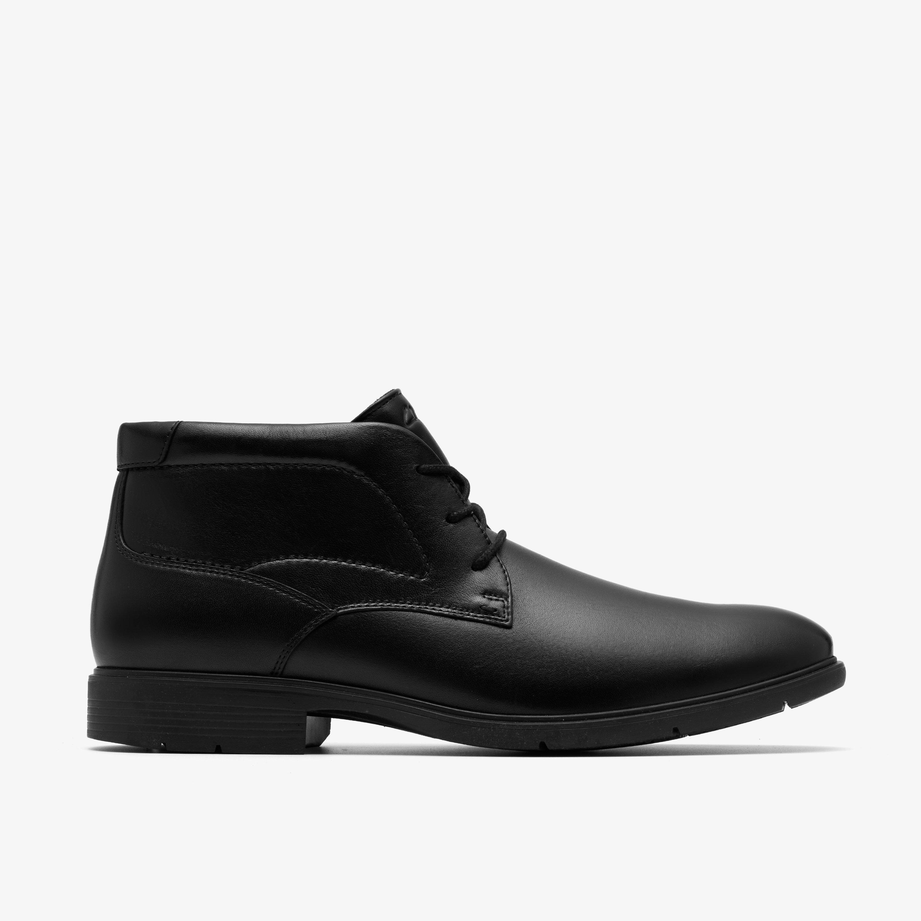 Mens Eldredge Mid Black Leather Ankle Boots | Clarks