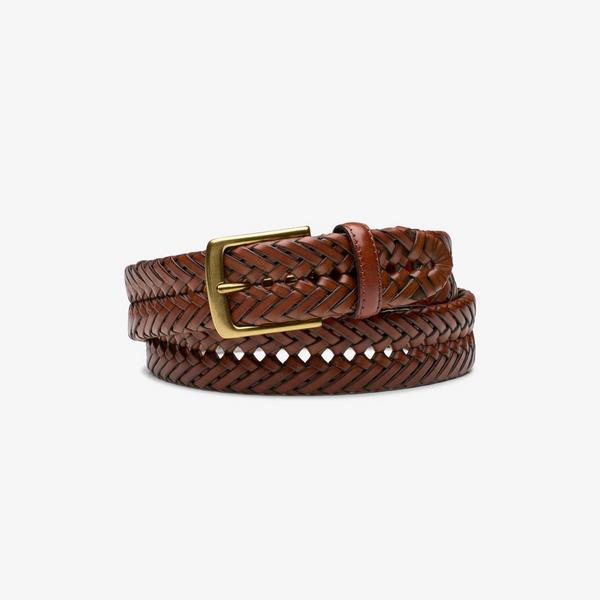 Leather Braided Belt — Brown