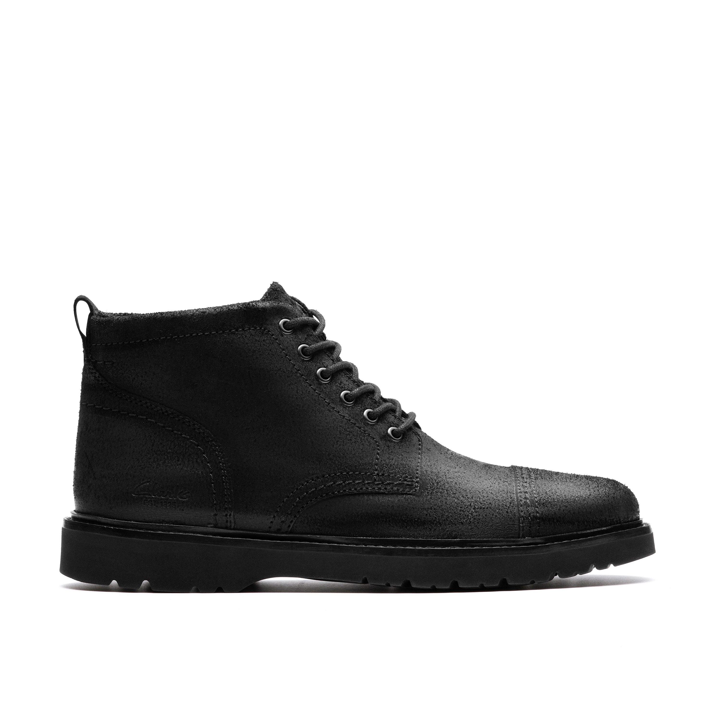 Clarks Mens Weltridge Zip Black Leather Casual Boots Shoes  display picture 1