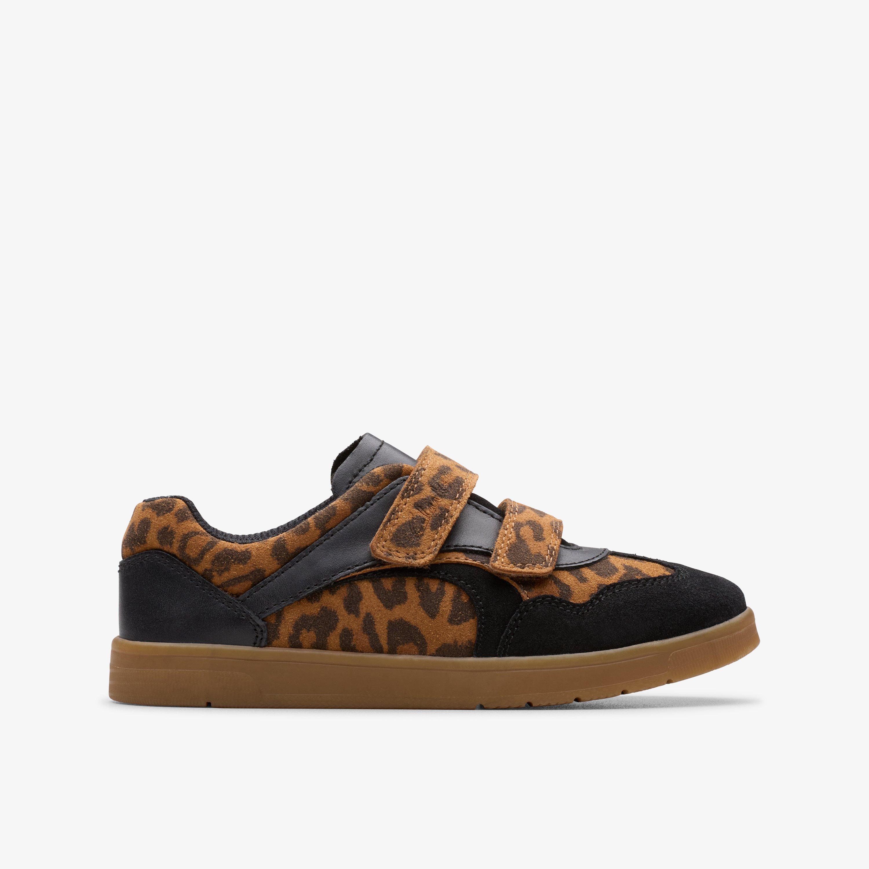 Disco Vibe Kid Leopard Print Trainers Riptape, view 1 of 10