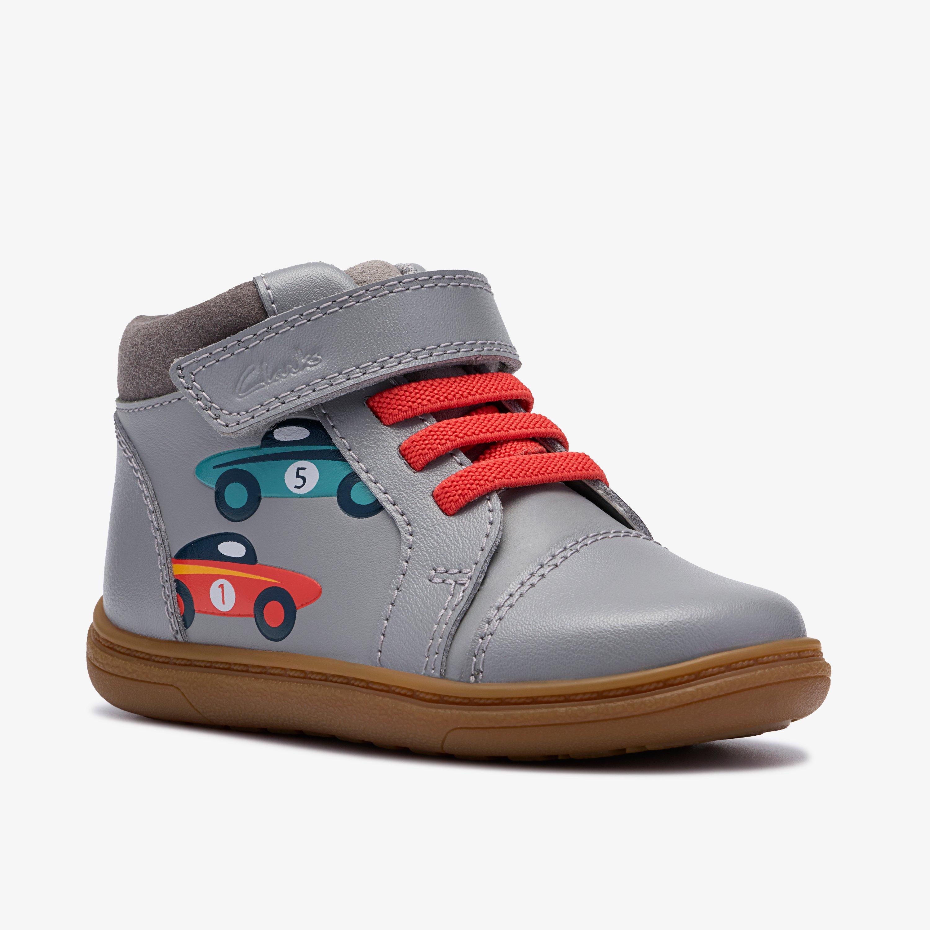 Flash Retro Toddler Grey Ankle Boots High Tops Riptape, view 4 of 6