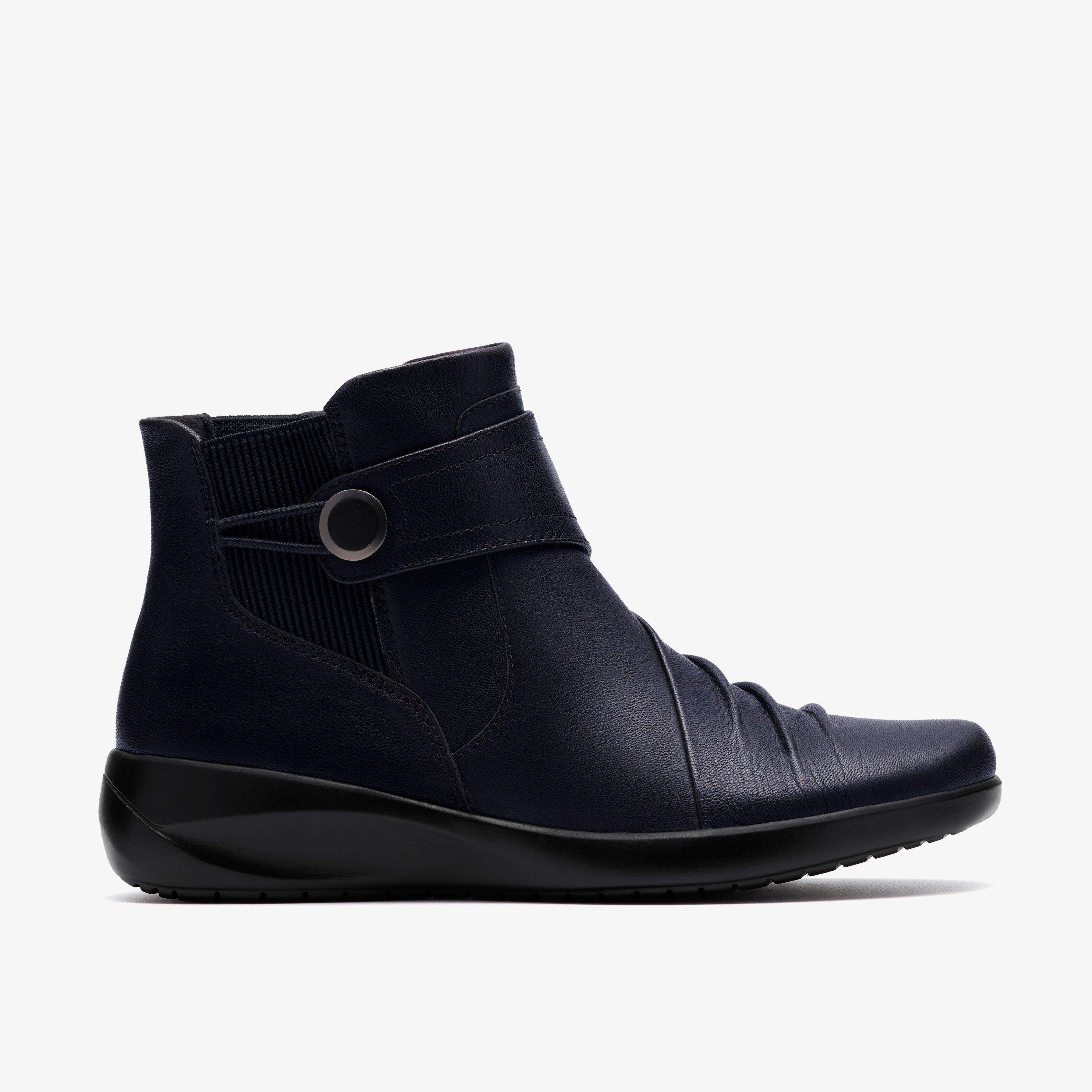 Kaetlyn Sara Navy Leather Ankle Boots, view 1 of 6