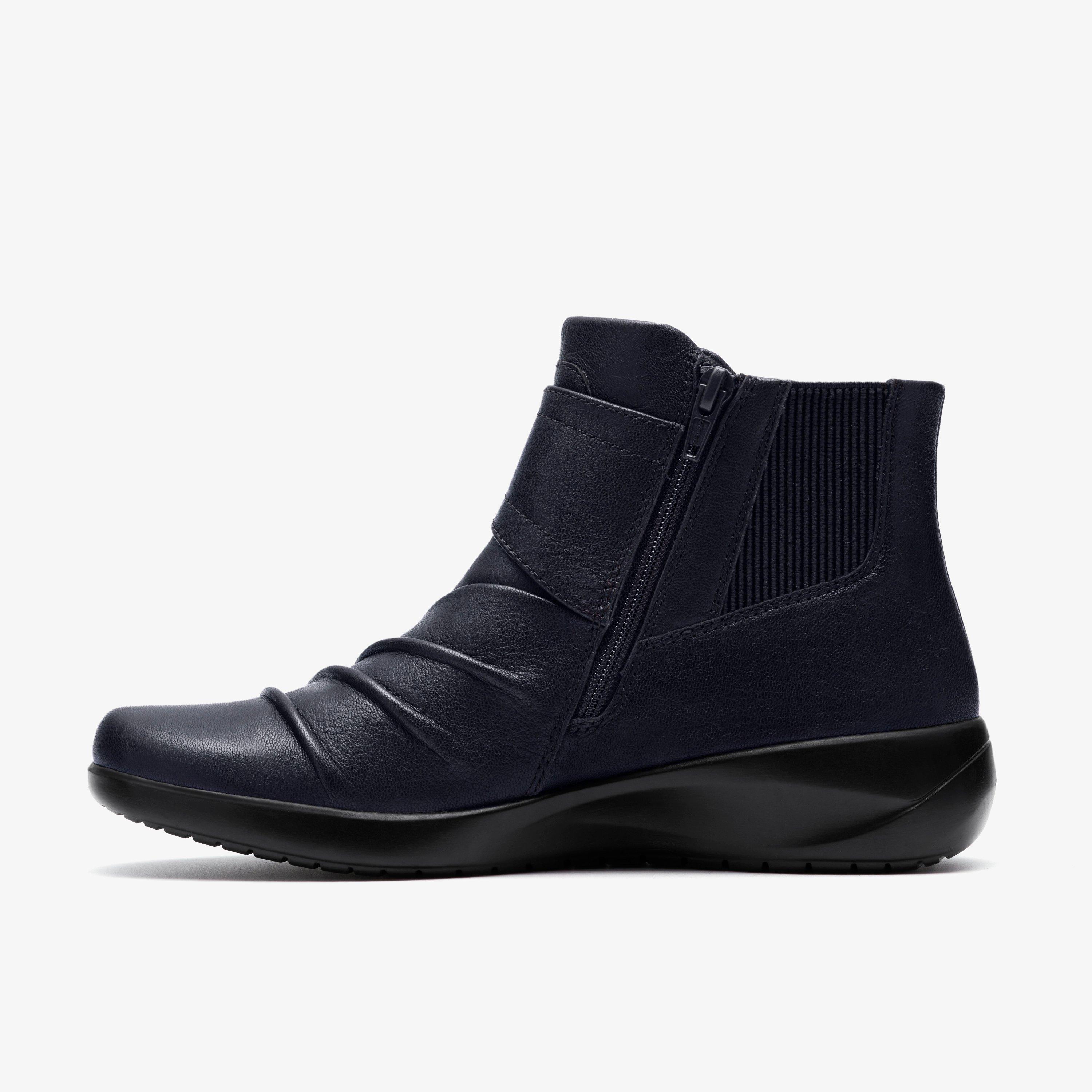 Kaetlyn Sara Navy Leather Ankle Boots, view 2 of 6