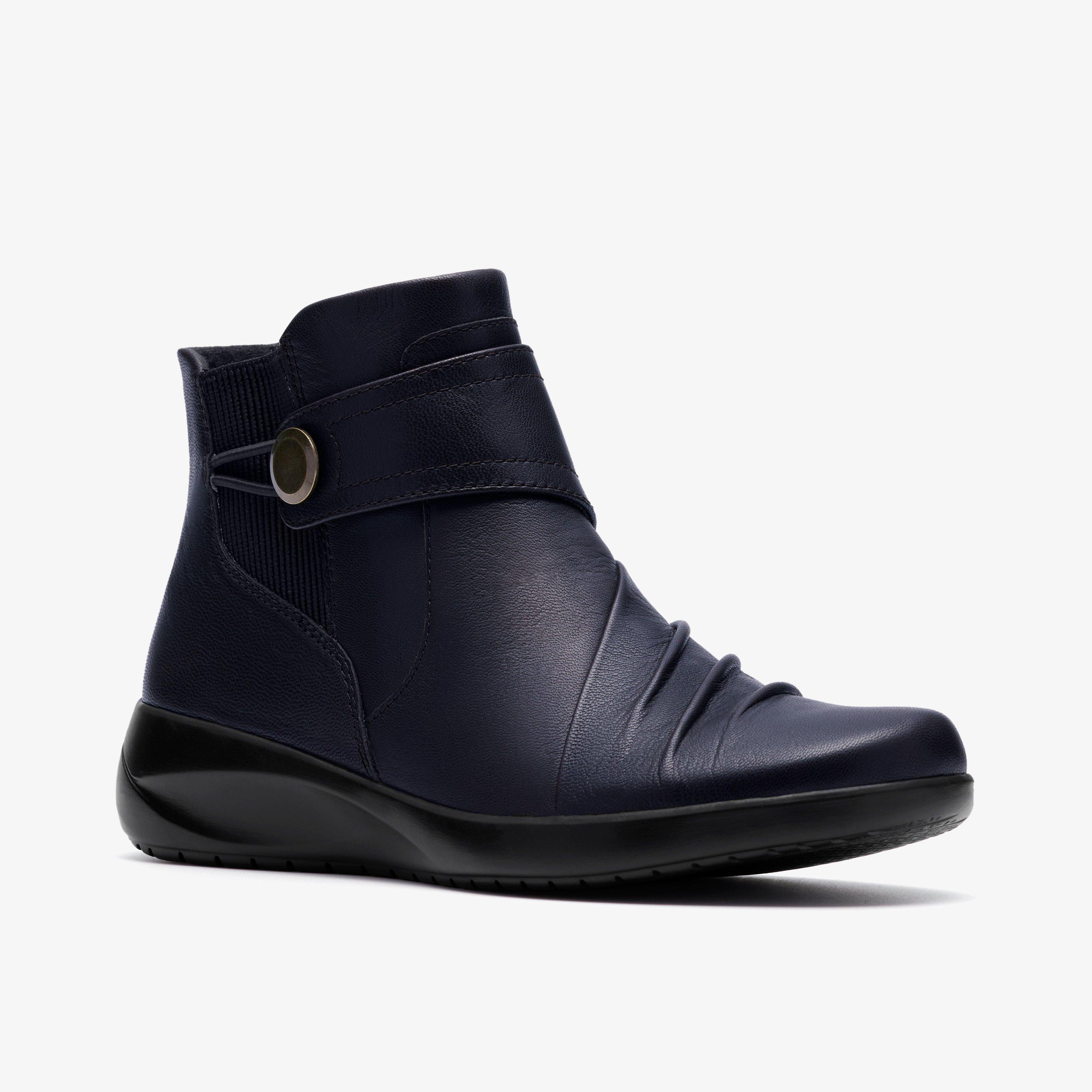 Kaetlyn Sara Navy Leather Ankle Boots, view 4 of 6