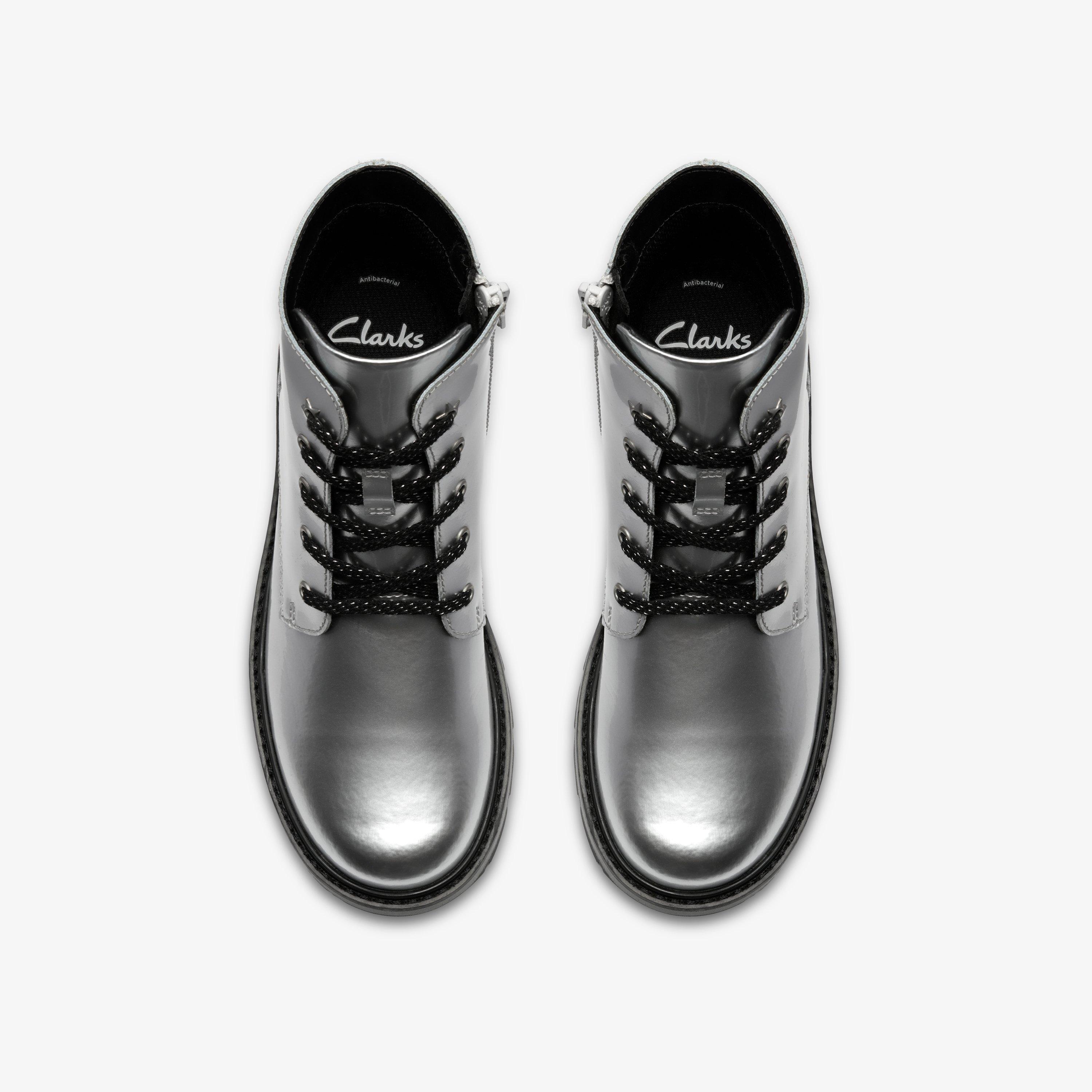 Prague Hill Kid Silver Metallic Ankle Boots Lace Up, view 6 of 6