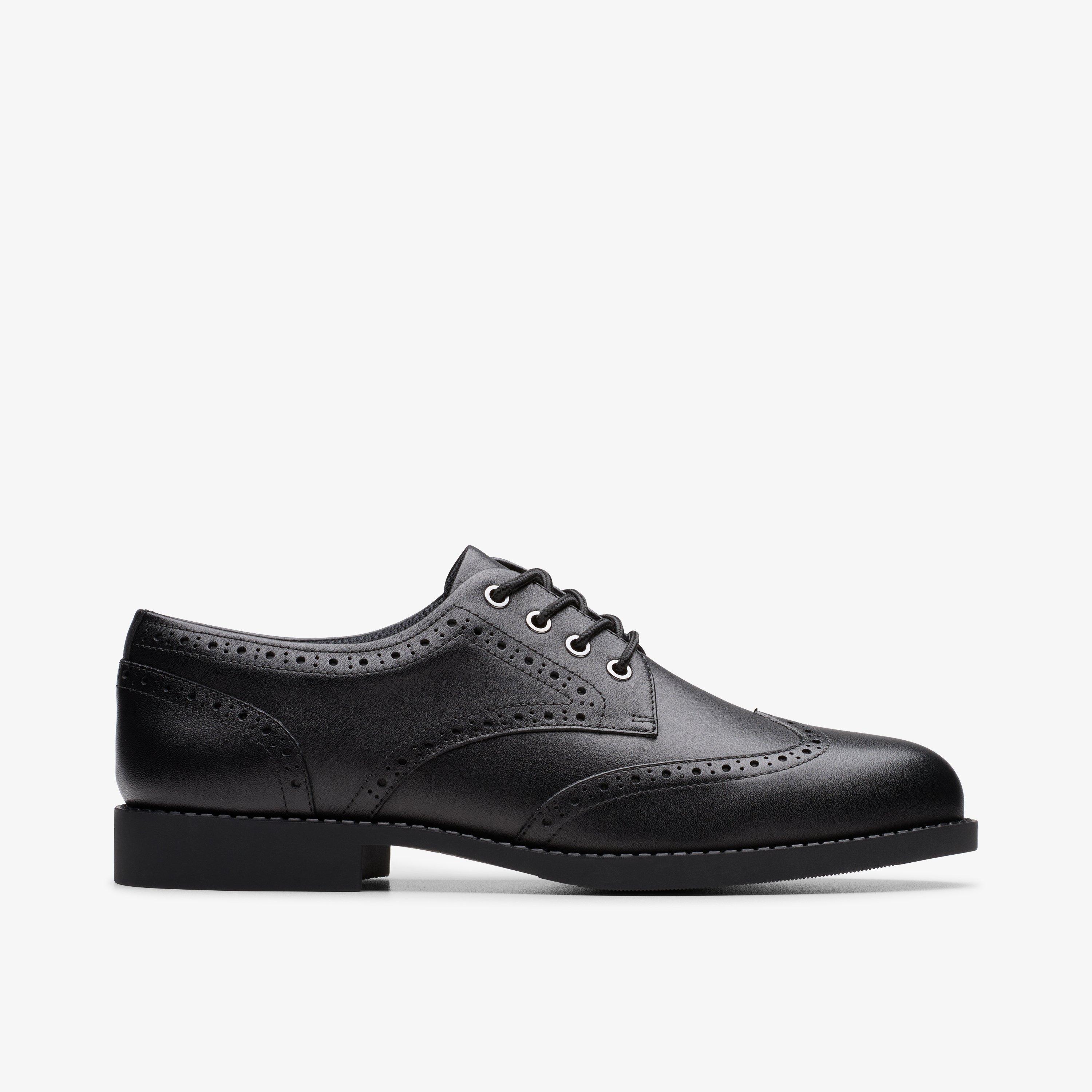 Tapa Pure Youth Black Leather Brogues Lace Up School Shoes, view 1 of 7