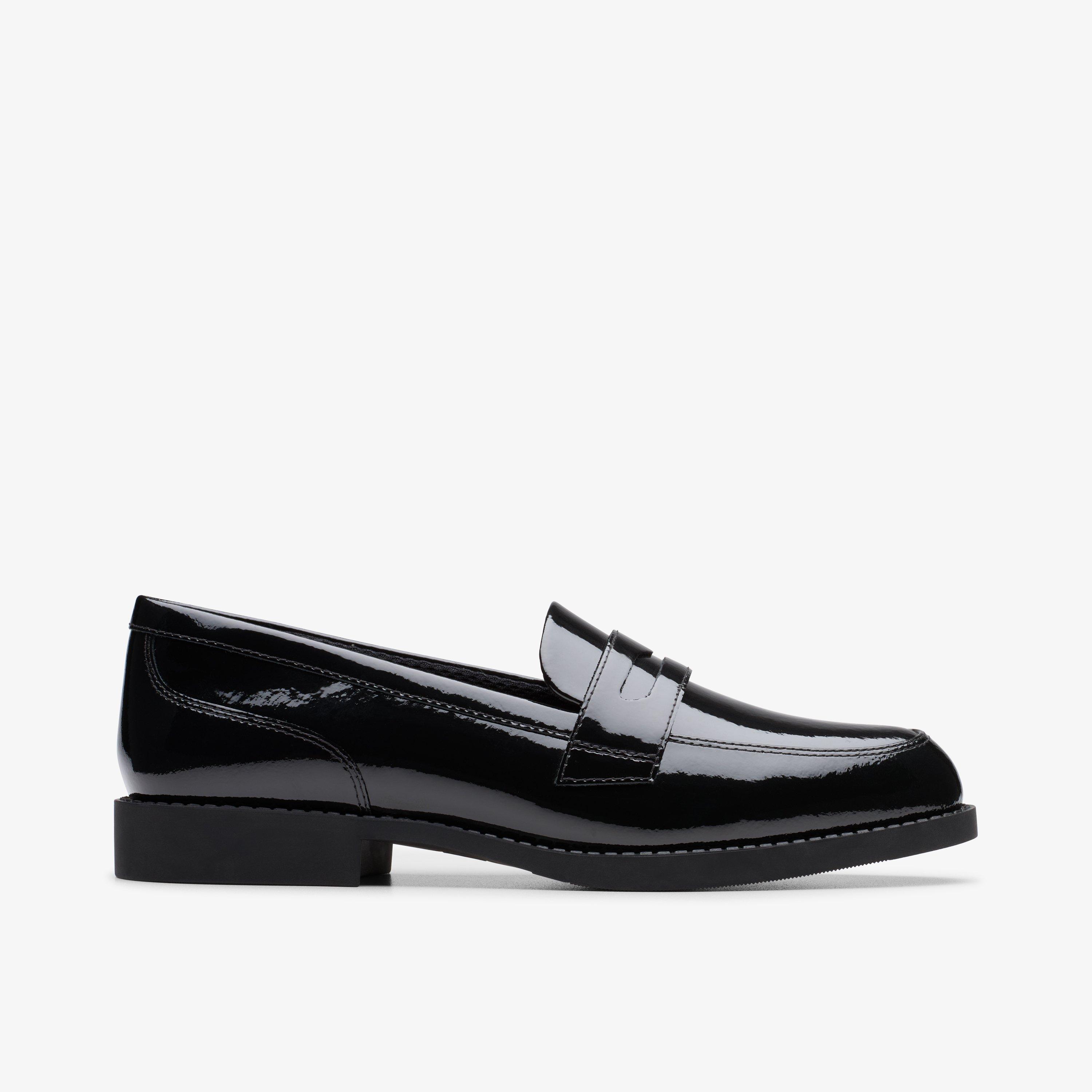 Tapa Edge Youth Black Patent Loafers Slip Ons School Shoes, view 1 of 10