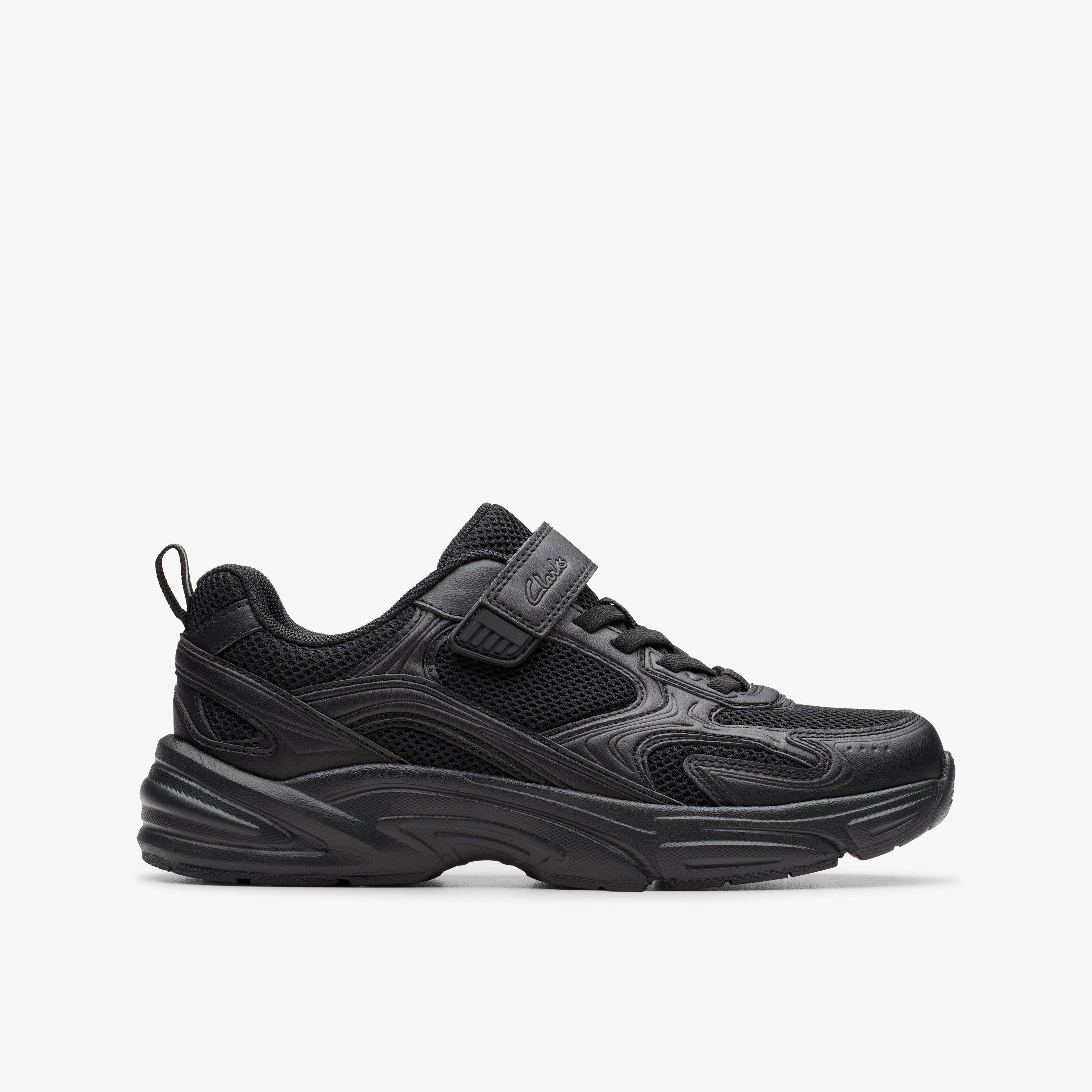 Crafton Move Kid Black Trainers Riptape School Shoes, view 1 of 6