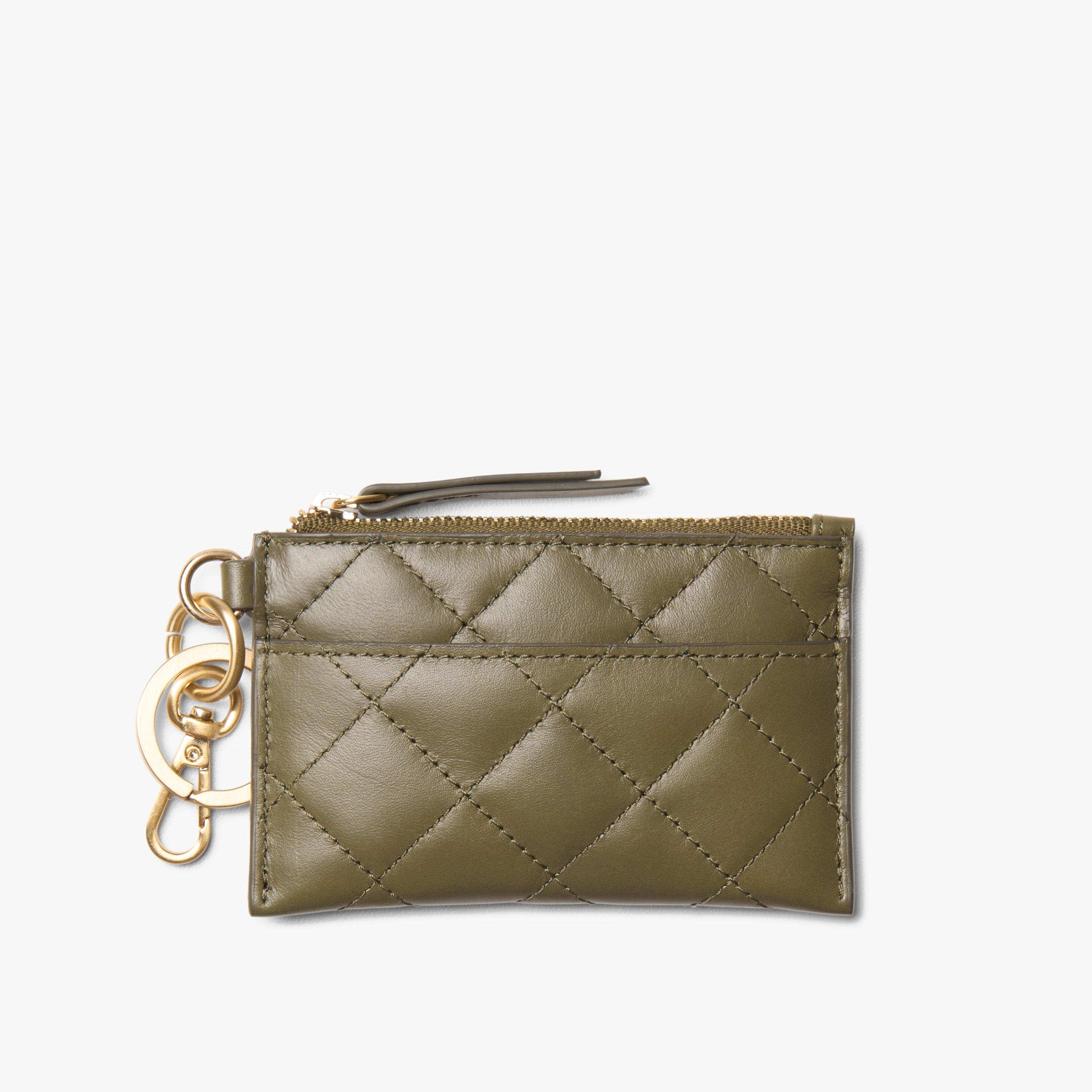Quilted Card Olive Leather Purse, view 1 of 2