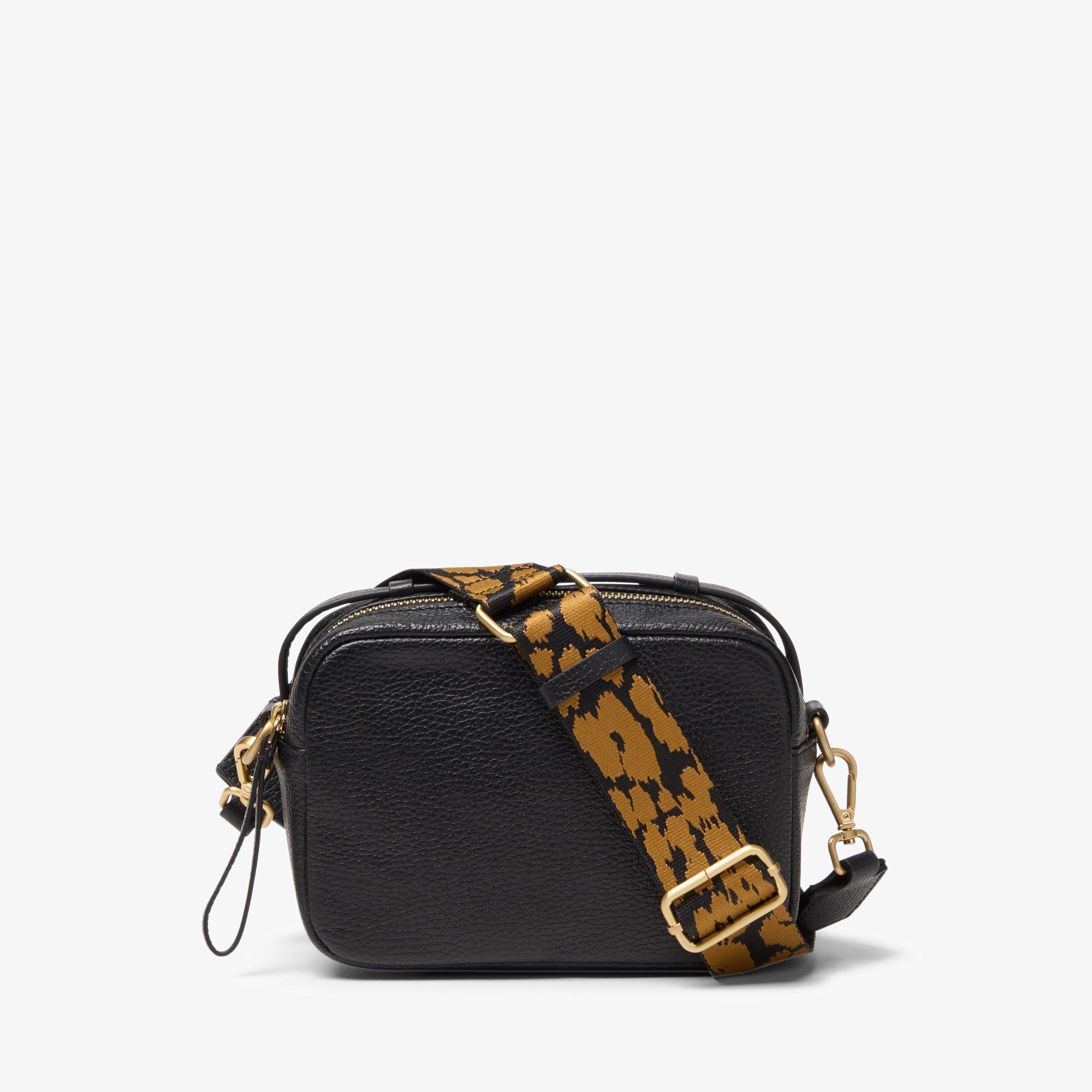 Camera Cross Black Leather Cross Body Bag, view 1 of 4