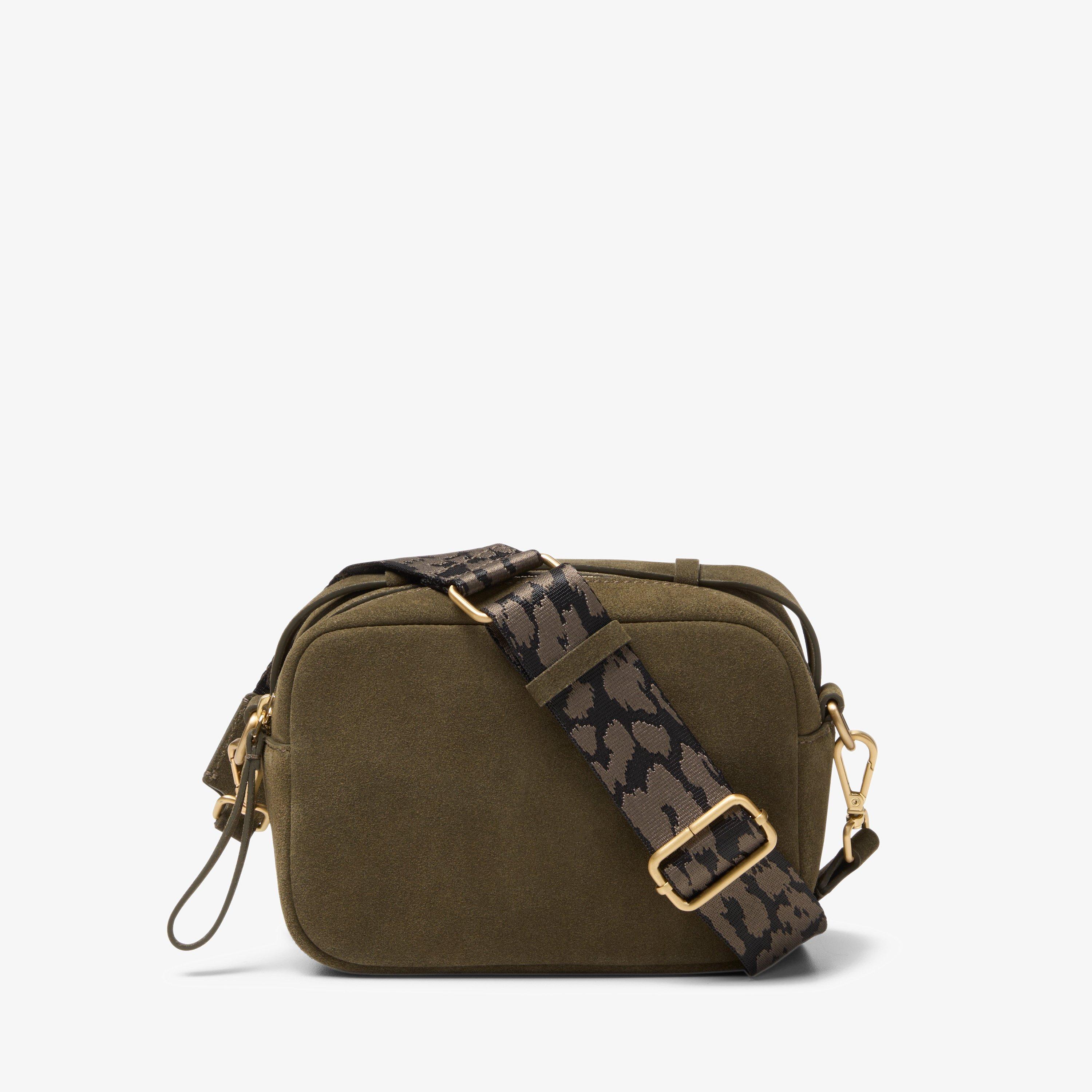 Camera Cross Olive Suede Cross Body Bag, view 1 of 4