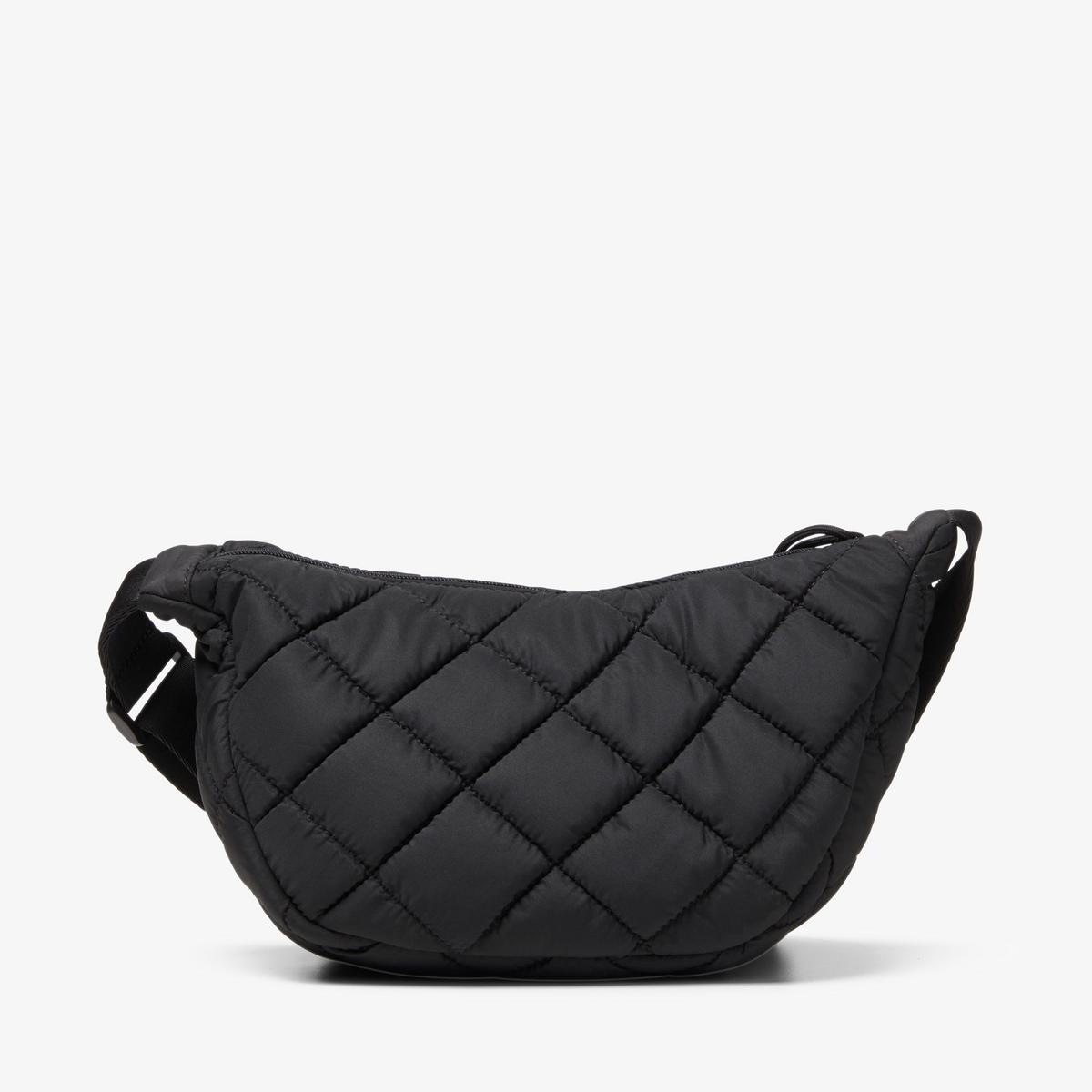 Quilted Trail Strap Crossbody Bag — Black