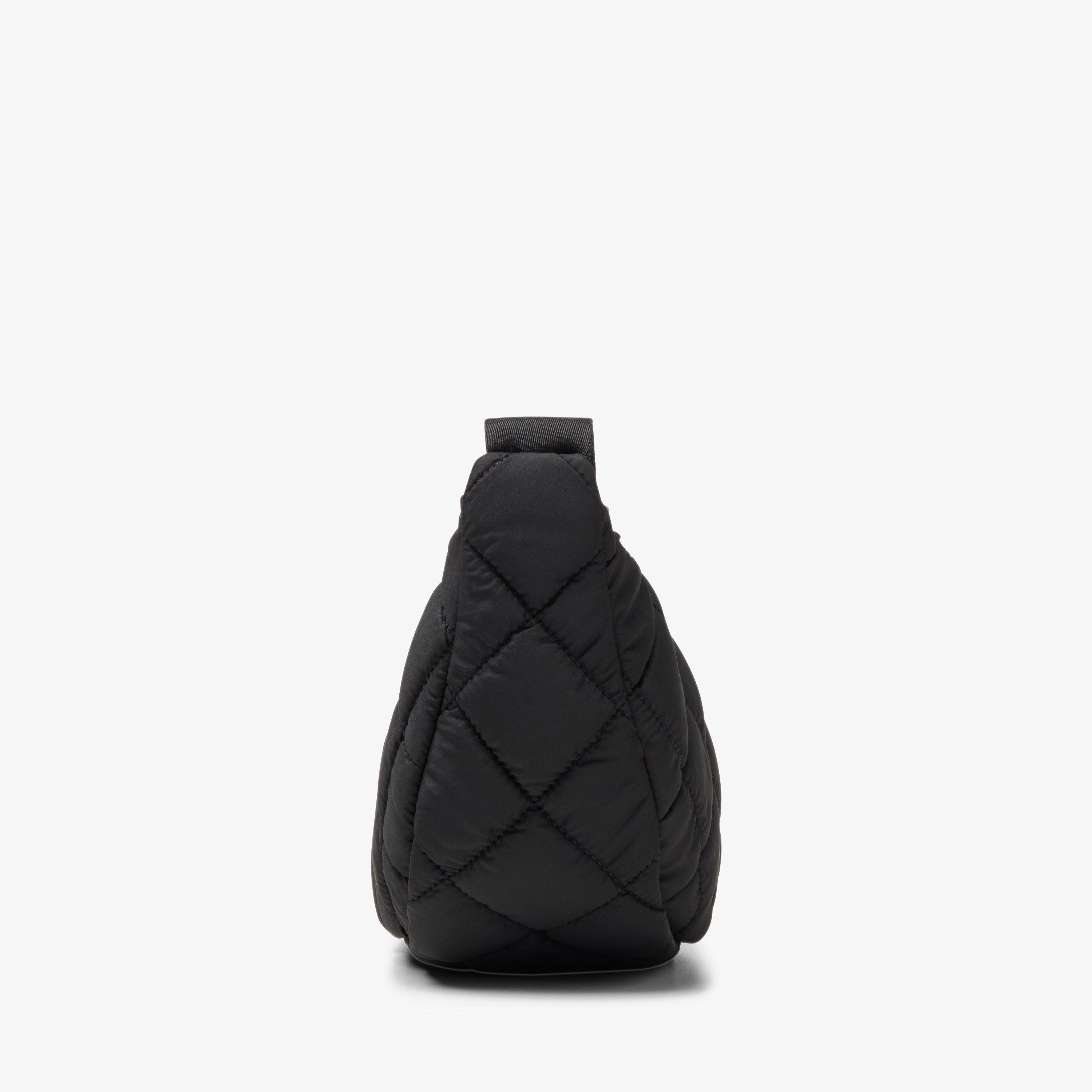Quilted Trail Strap Crossbody Bag — Black