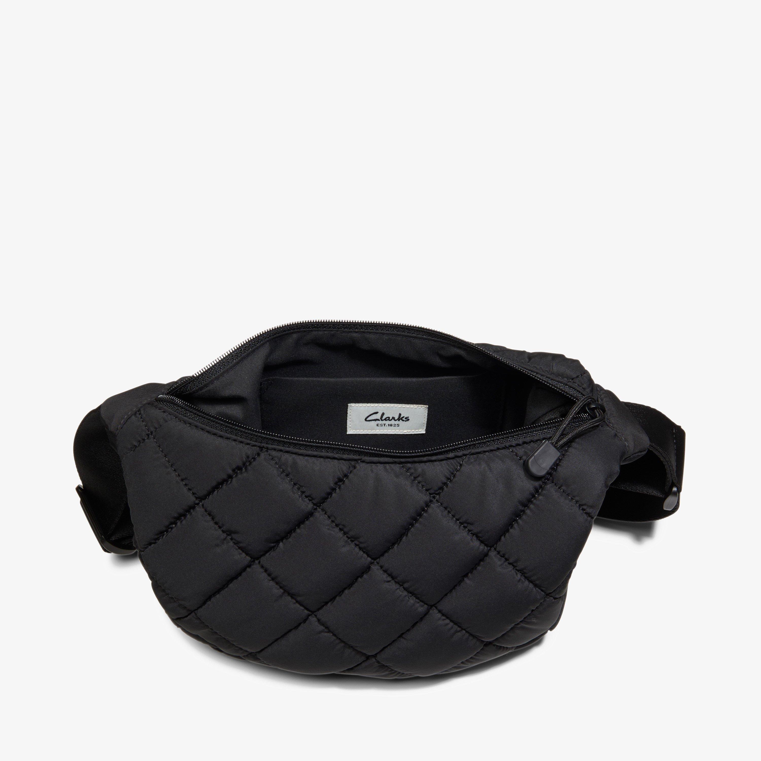 Quilted Trail Strap Crossbody Bag — Black