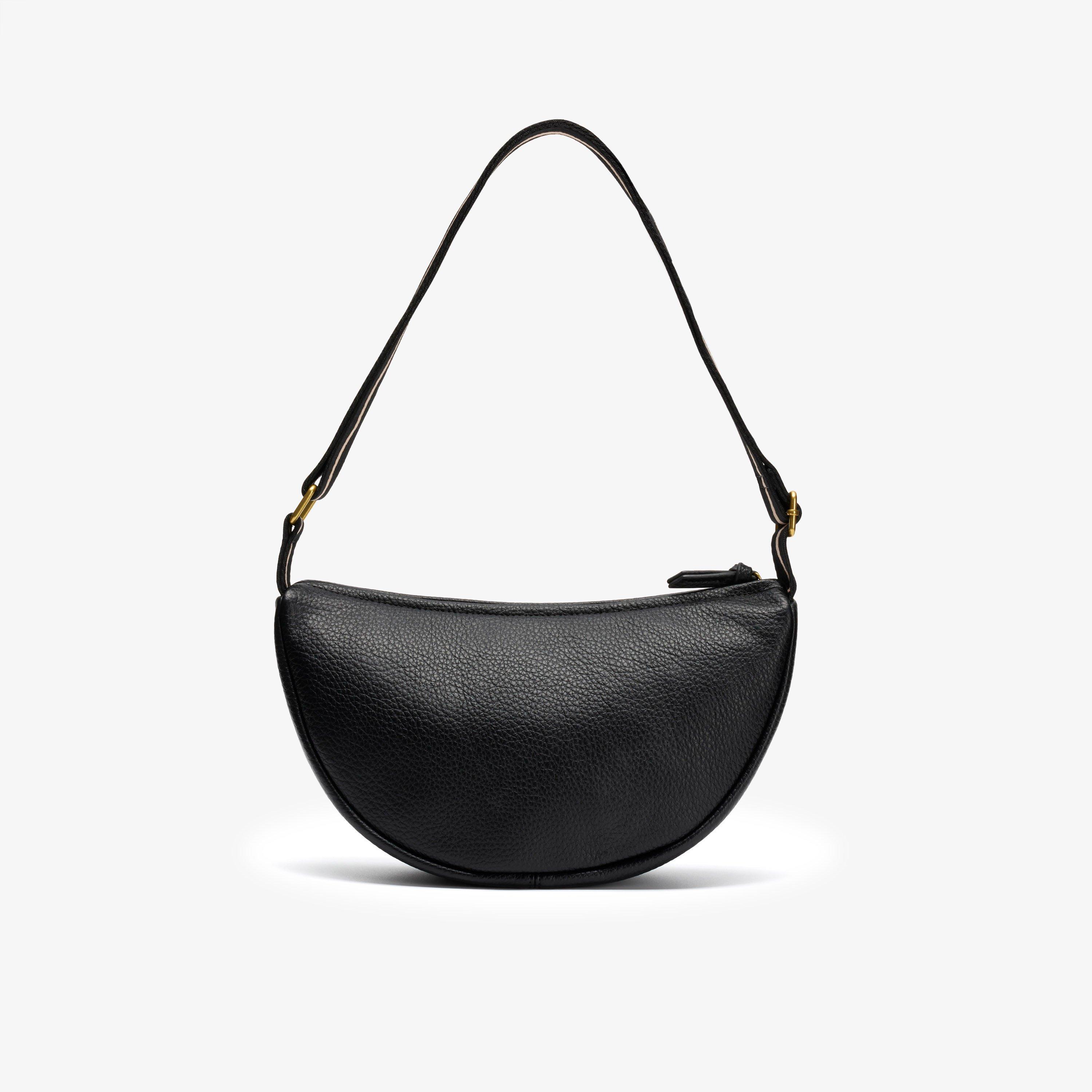 Leather Crescent Crossbody Bag  — Black (alternate view)