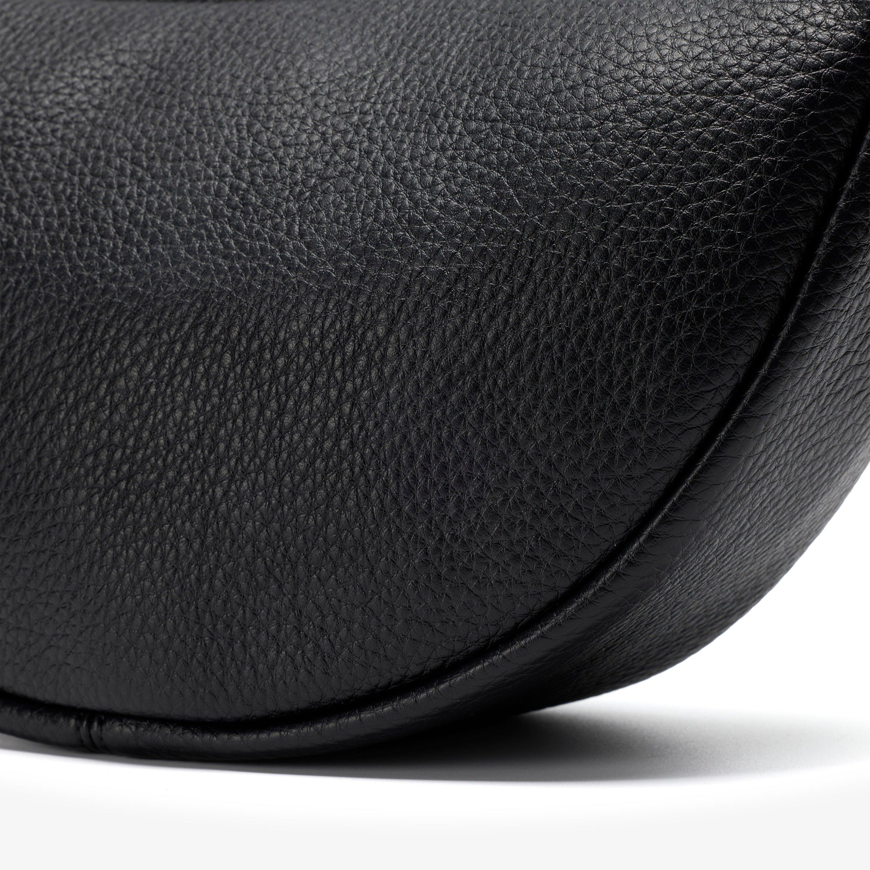 Leather Crescent Crossbody Bag  — Black