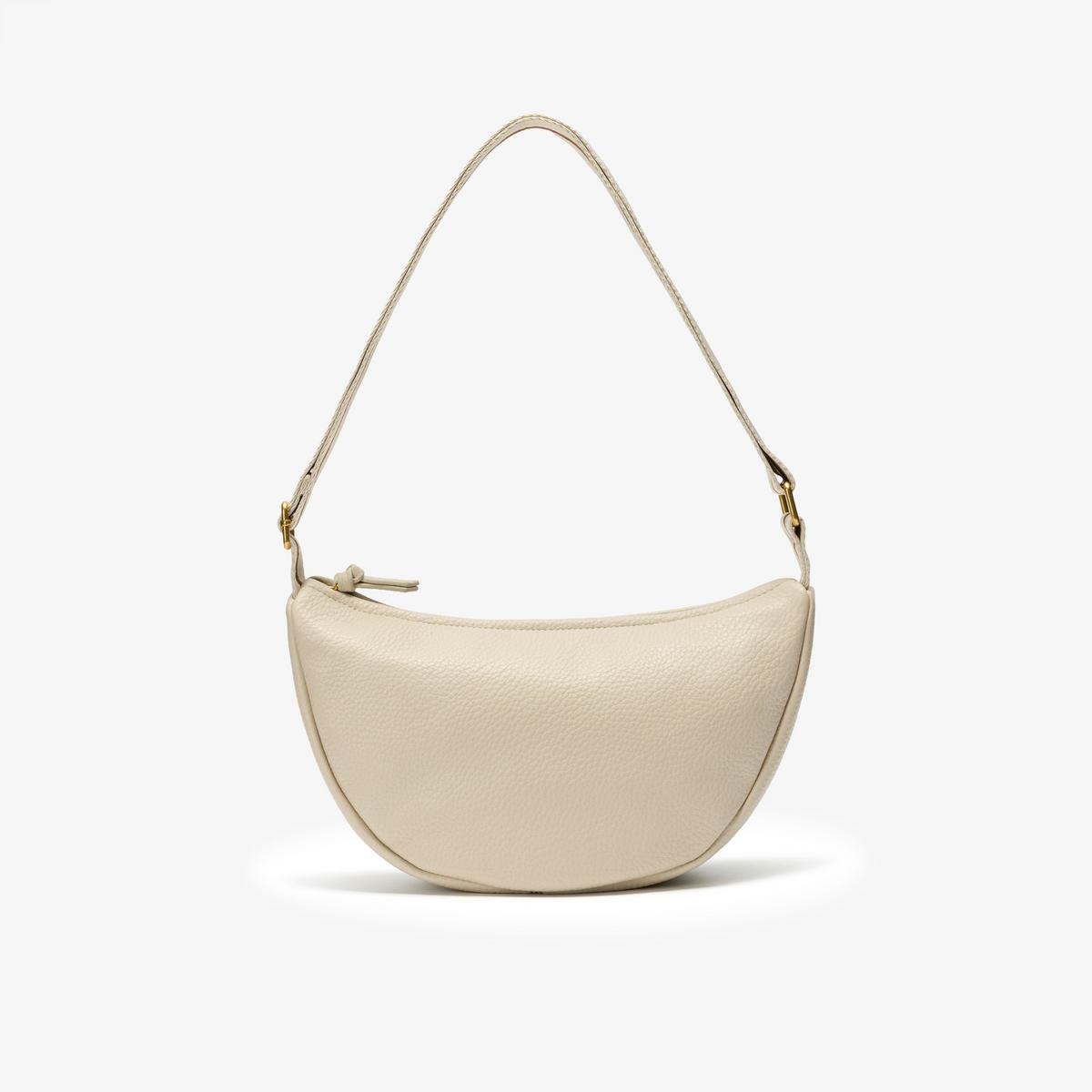 Leather Crescent Crossbody Bag  — White