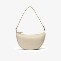 Leather Crescent Crossbody Bag  — White 1